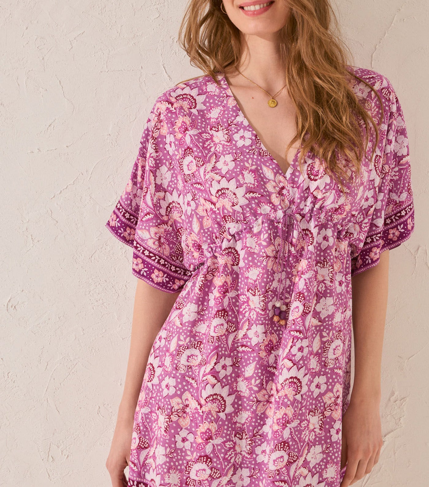 Short Viscose Camisole Purple/Lilac Print