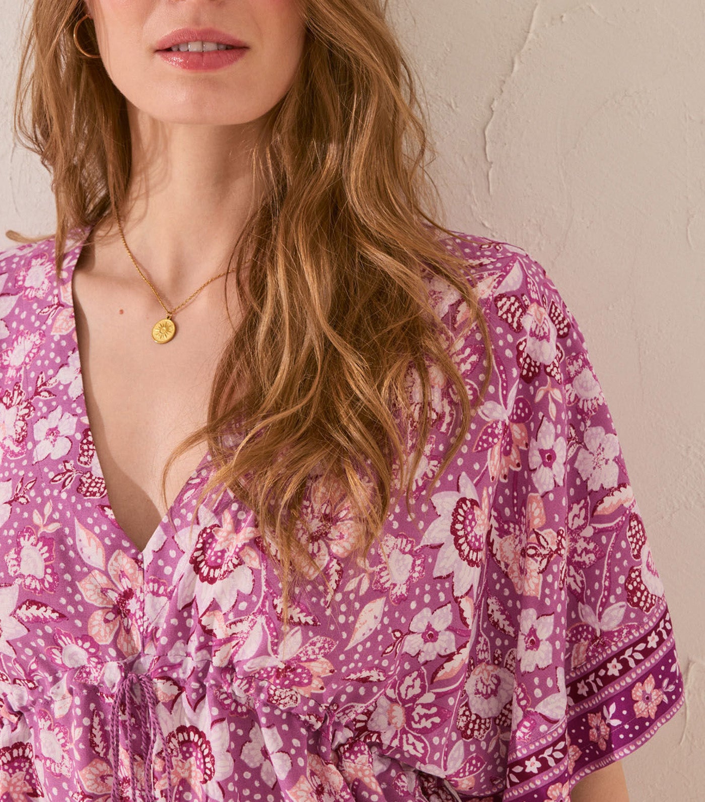 Short Viscose Camisole Purple/Lilac Print