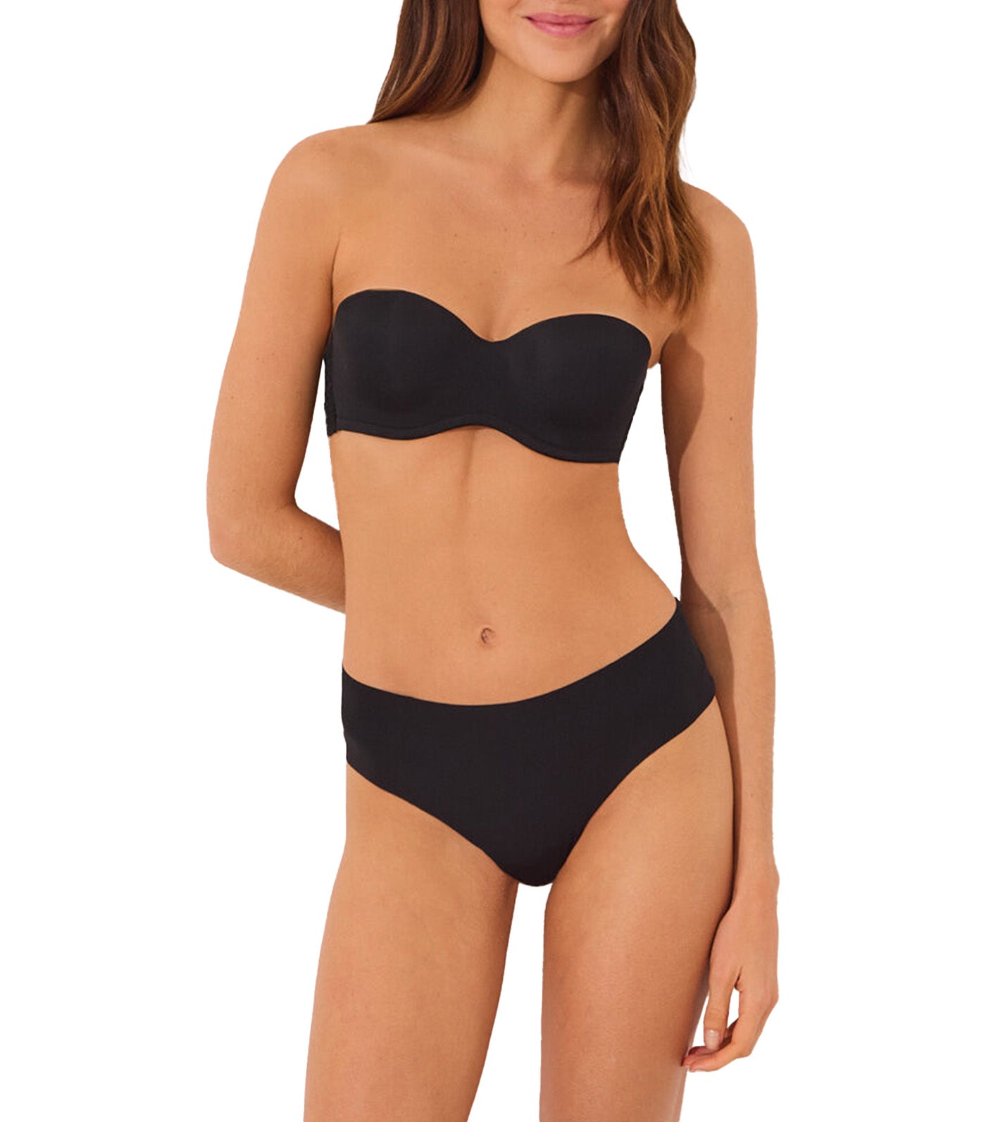 Wide Brazilian Microfiber and Lace Panty Black