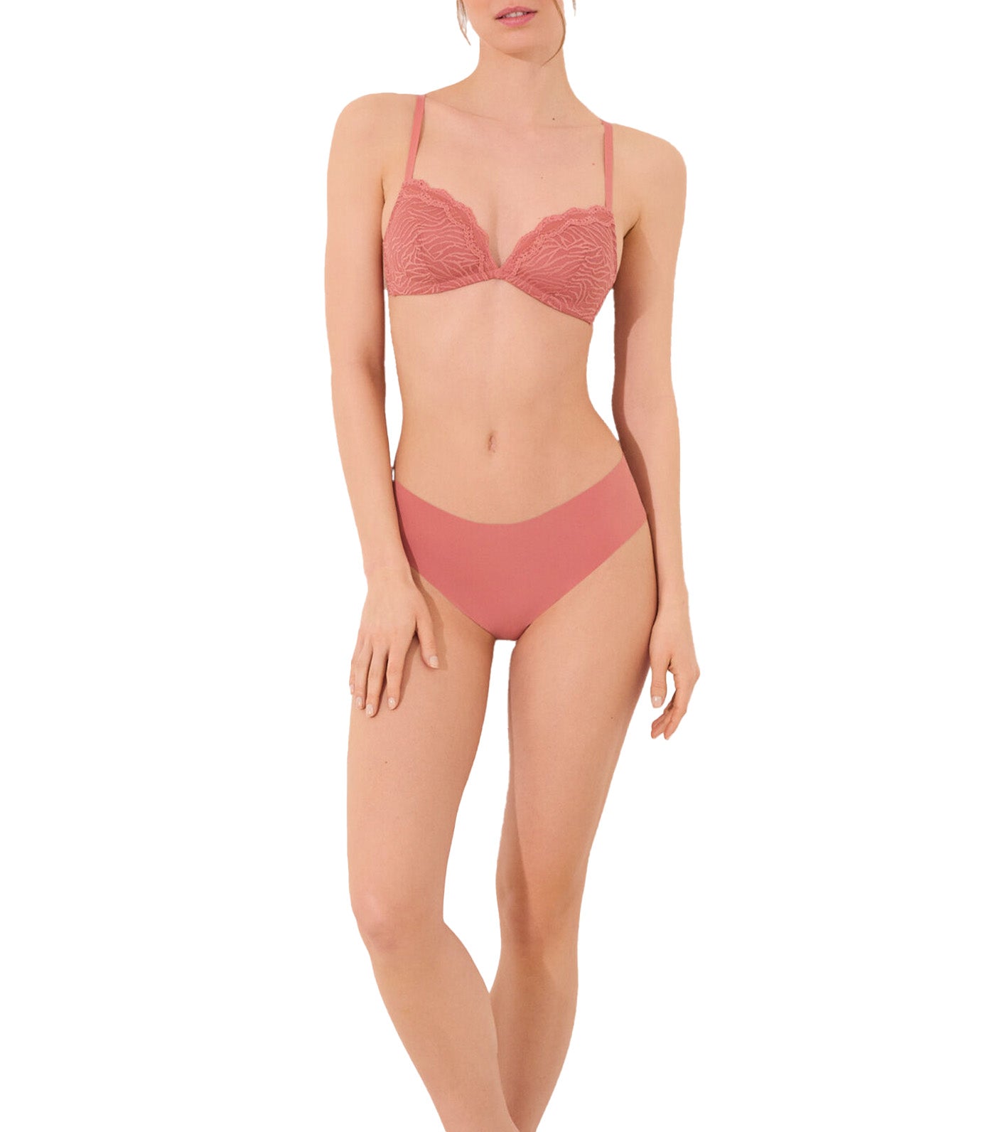 Brazilian Wide Panty in Microfibre Lace Pink