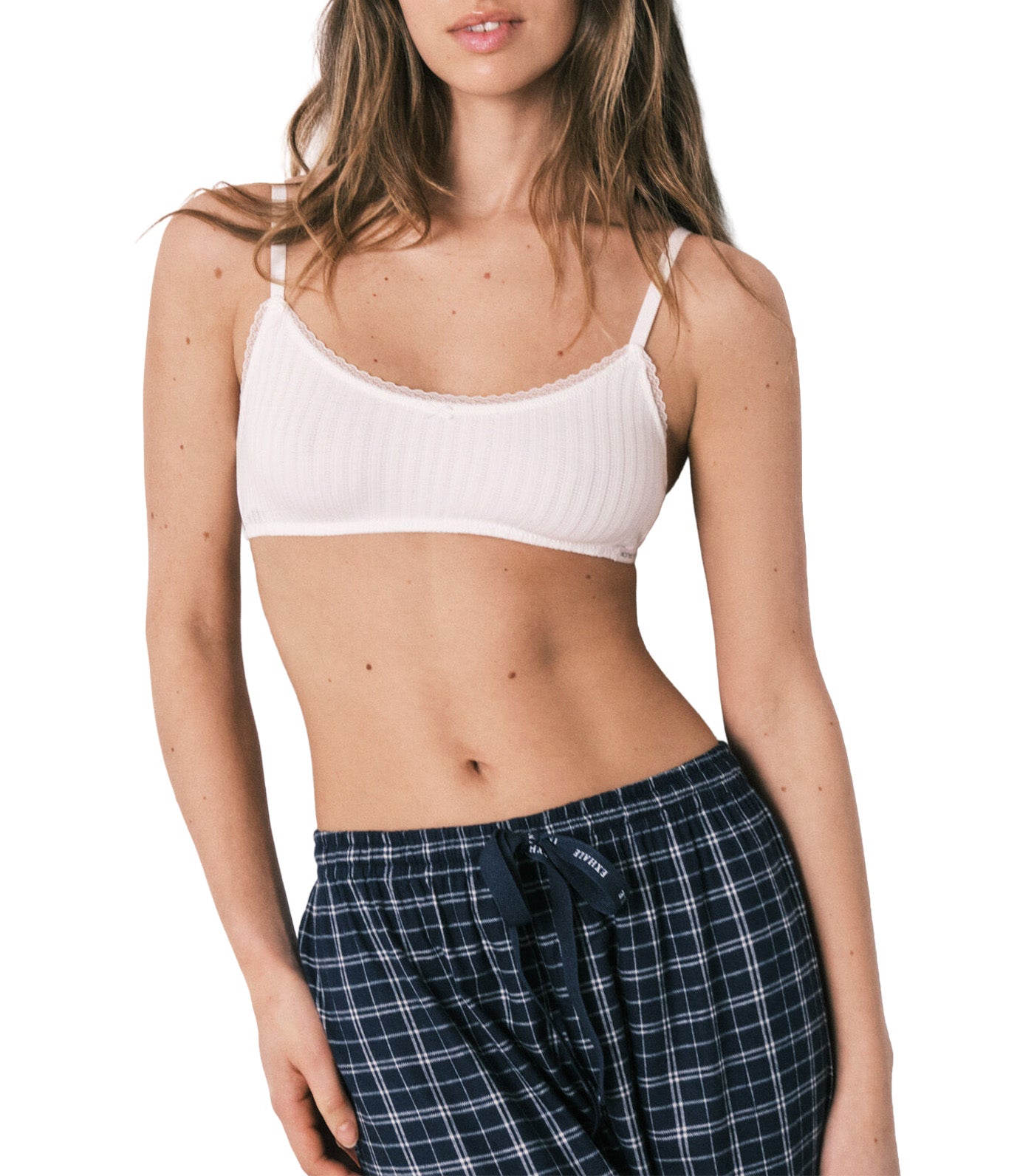 Cotton Heart Print Bra Top White
