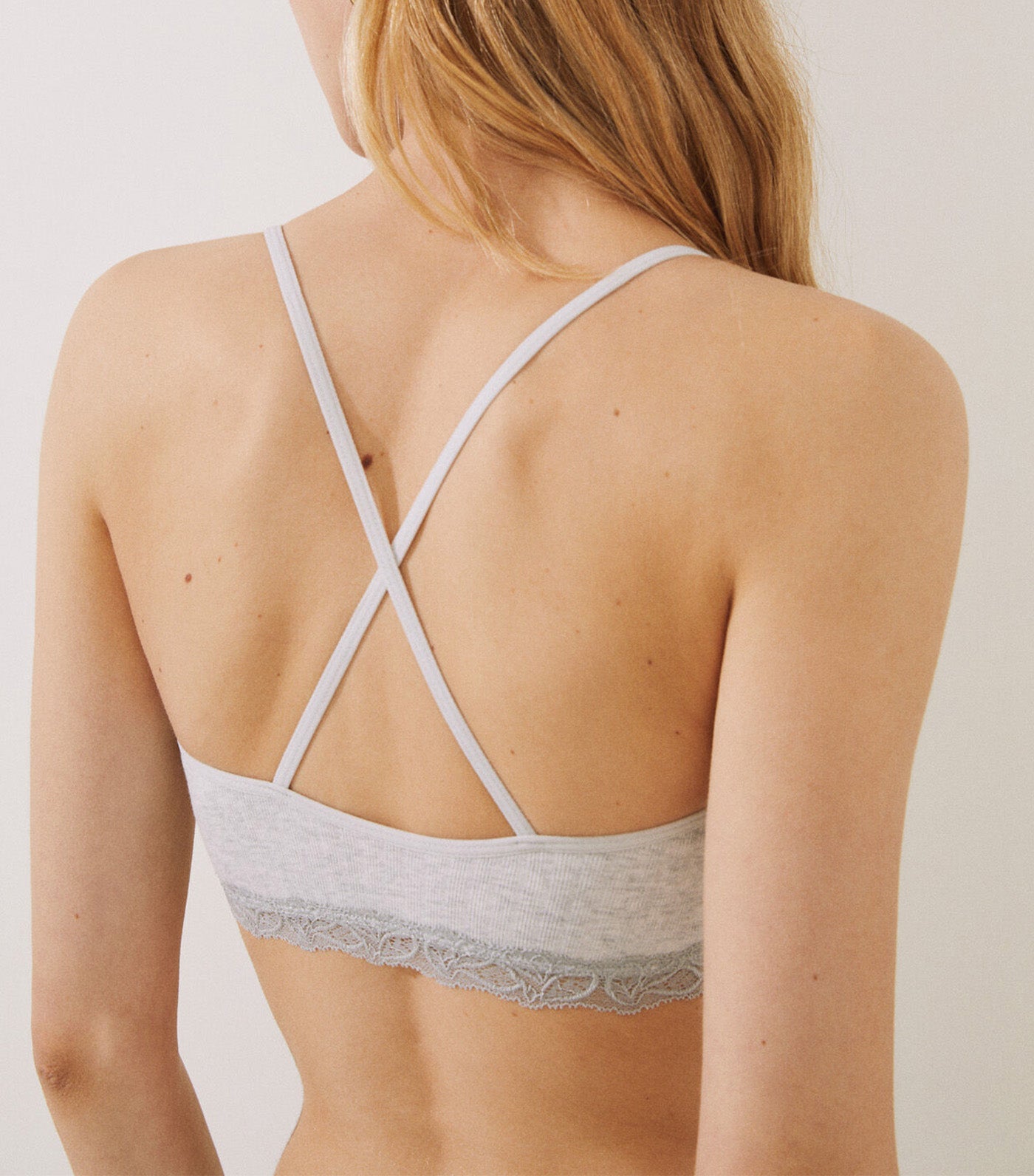 Cotton and Lace Seamless Bra Top