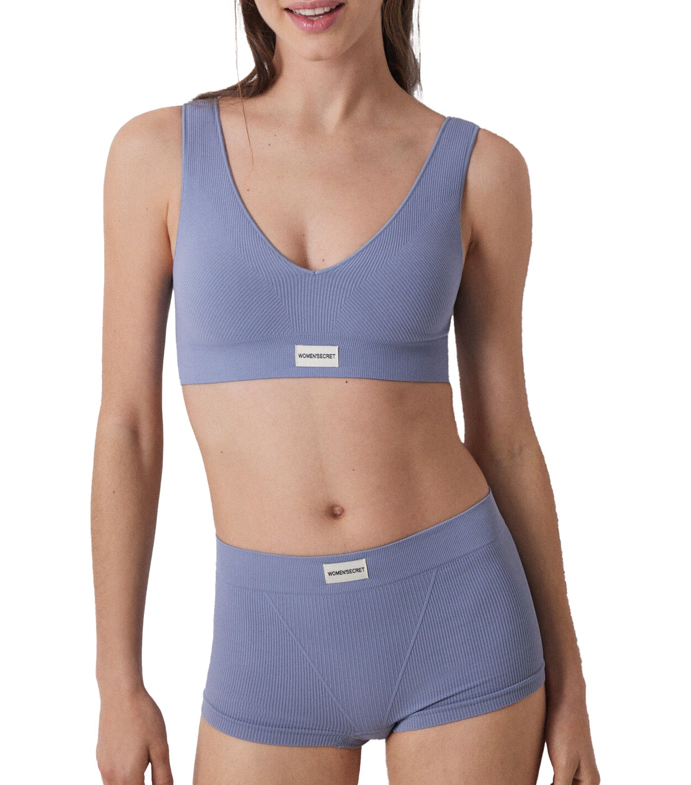 Seamless Ribbed Top Light Blue