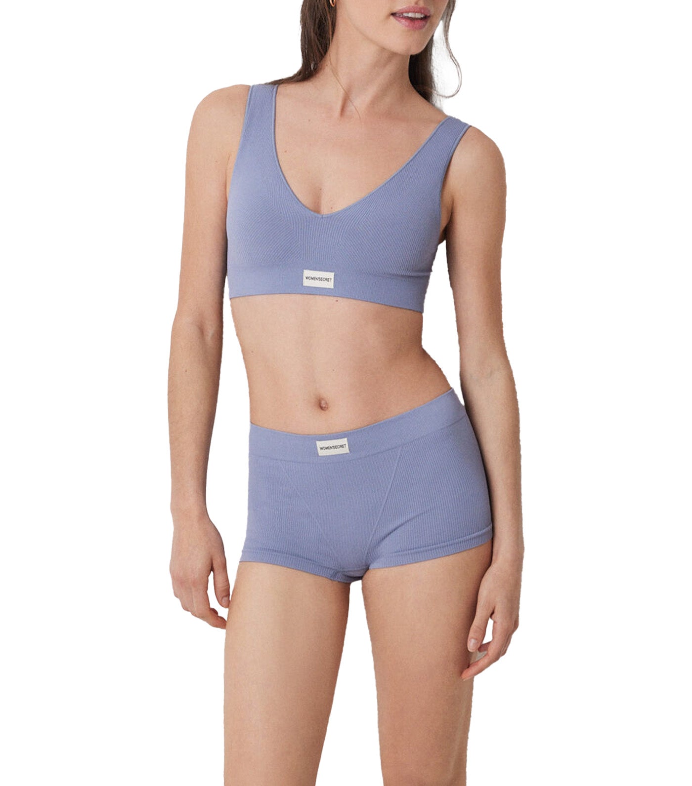 Seamless Ribbed Top Light Blue