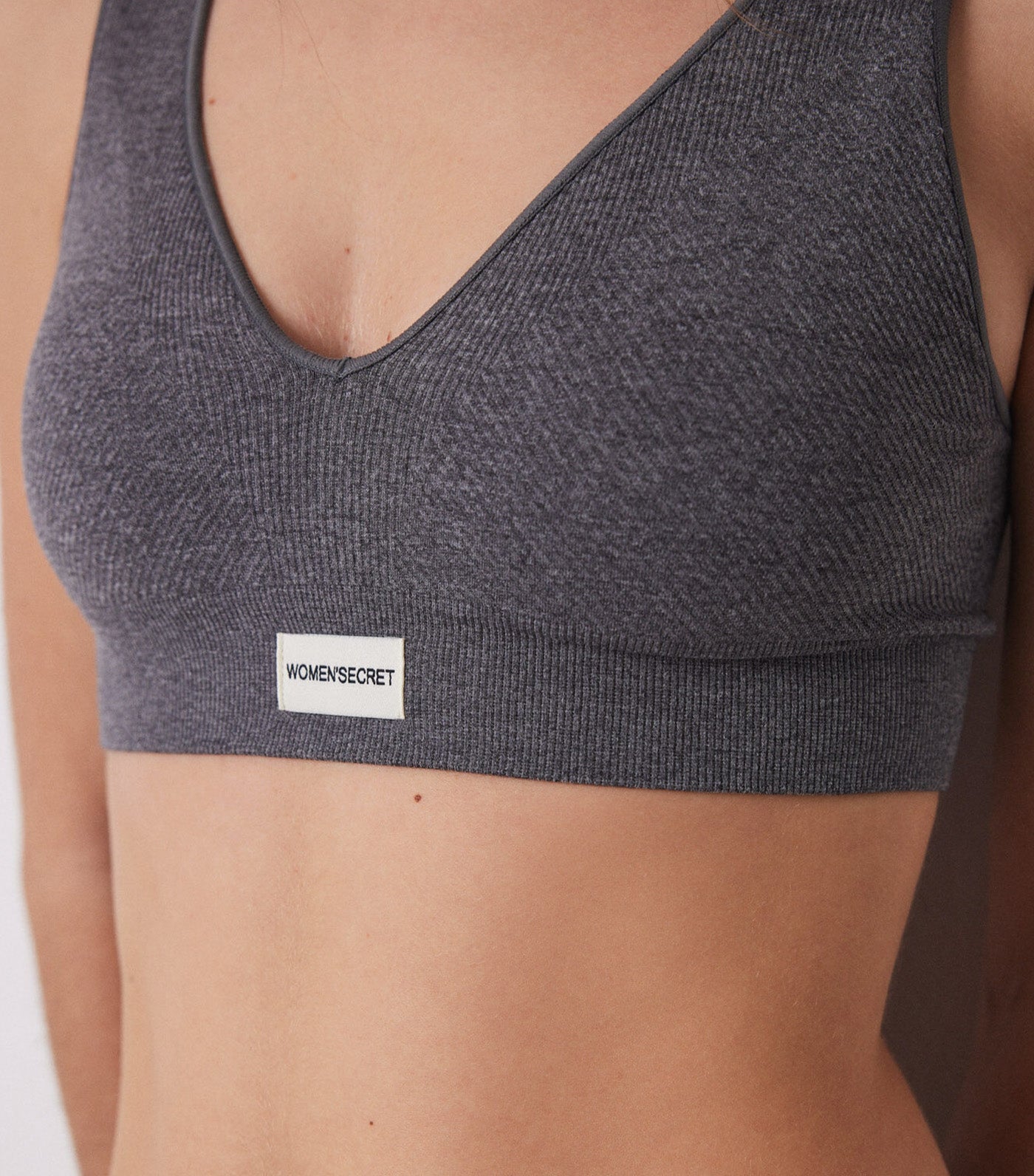 Seamless Ribbed Top Gray