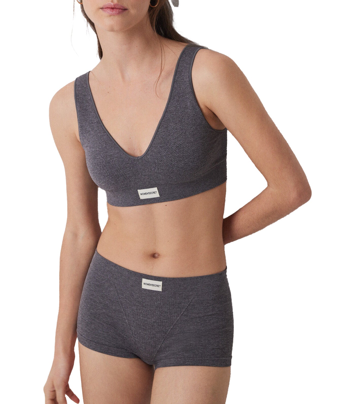 Seamless Ribbed Top Gray