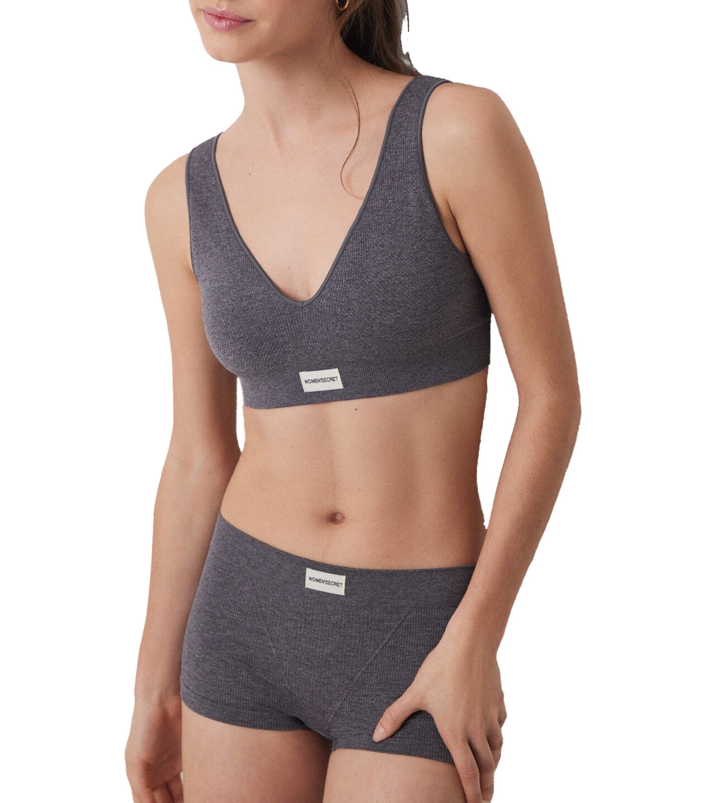 Seamless Ribbed Culottes Gray