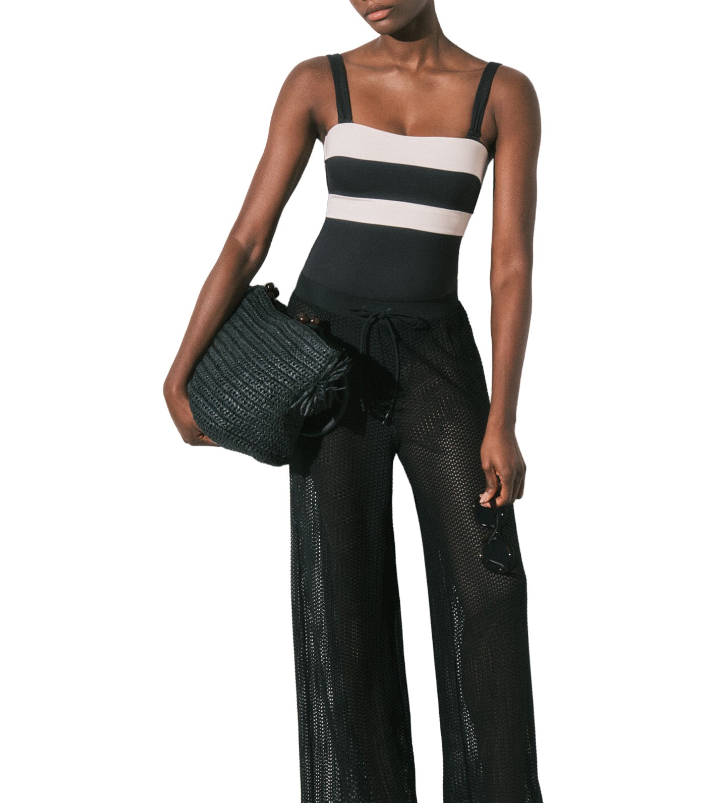 Block Bandeau Shaping Swimwear Black