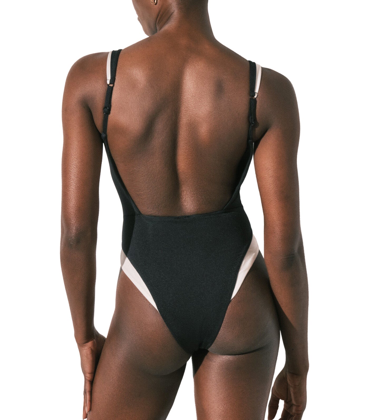 Color Block Open Back Swimwear Black/White