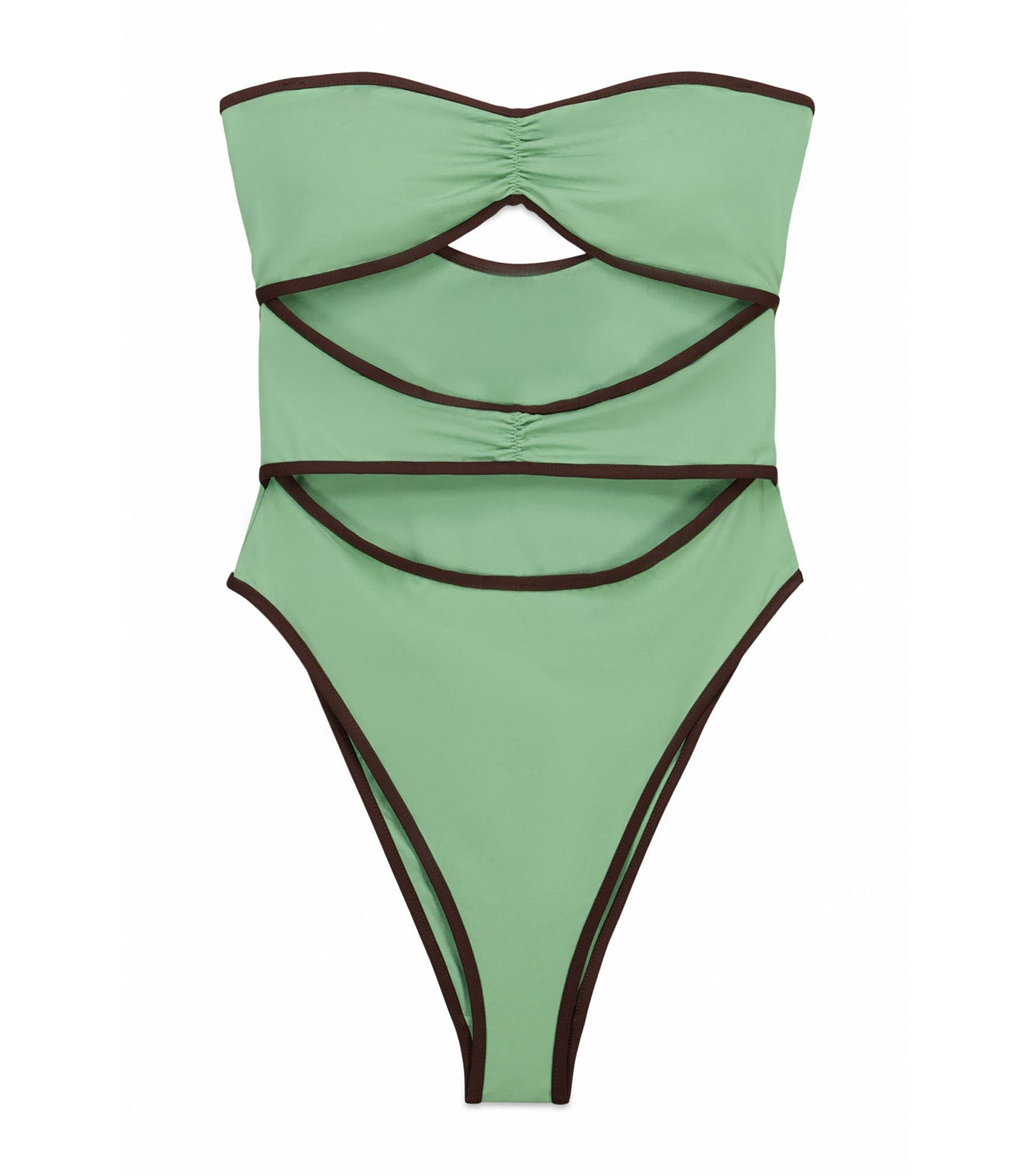 Bandeau Front Slits Swimwear Green