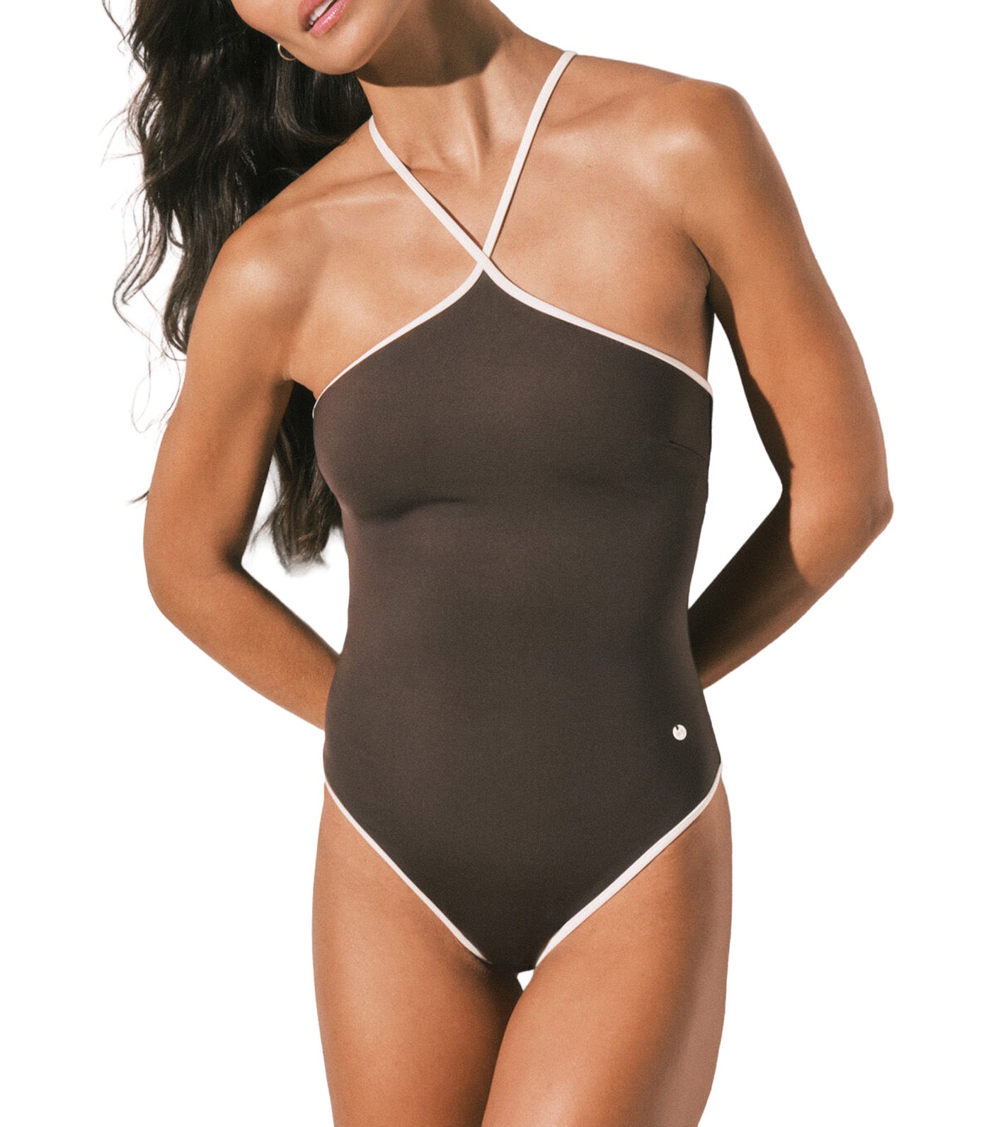 Shaping Halterneck Swimwear Brown