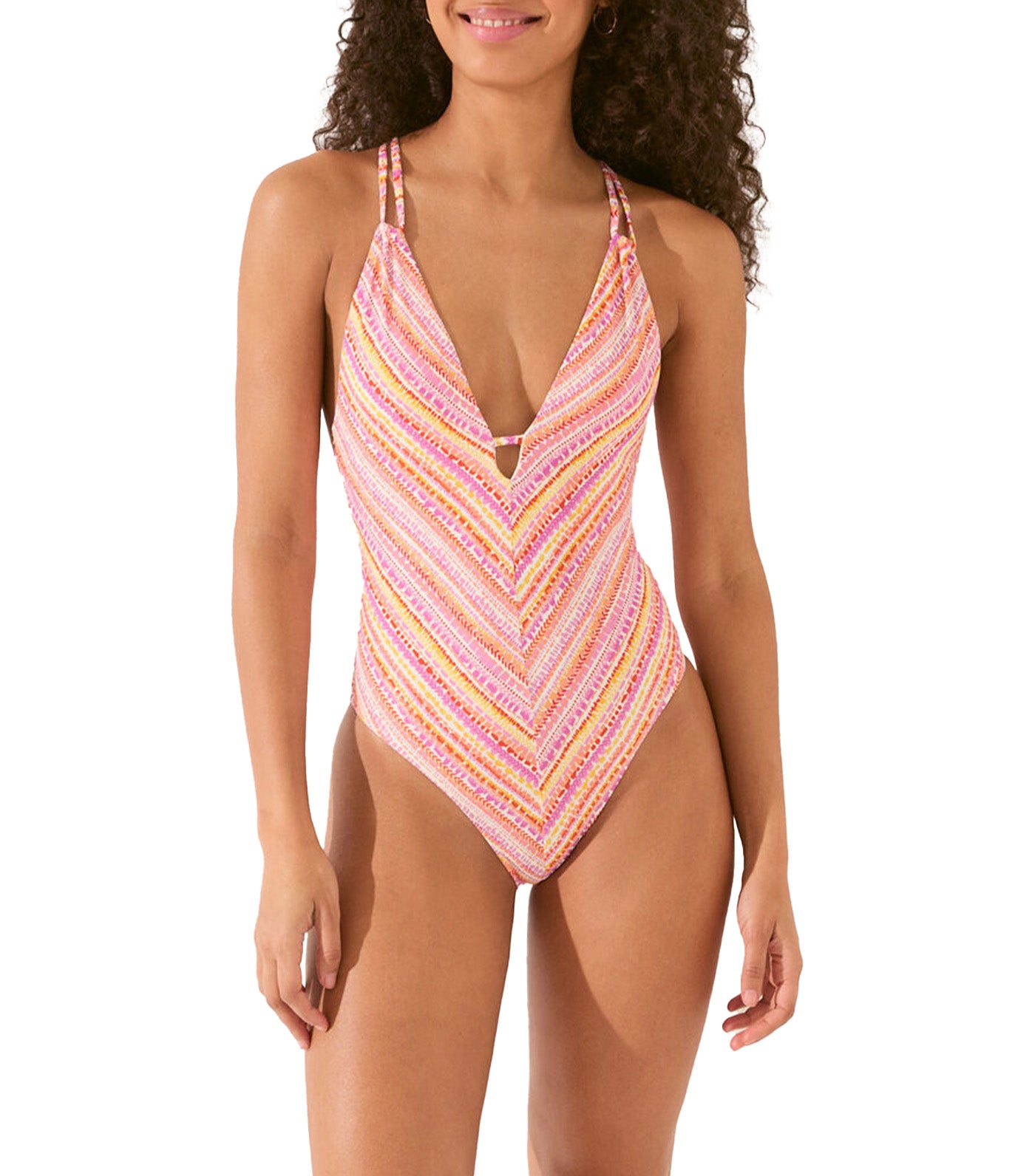 Diagonal Stripe Print Swimsuit Multi