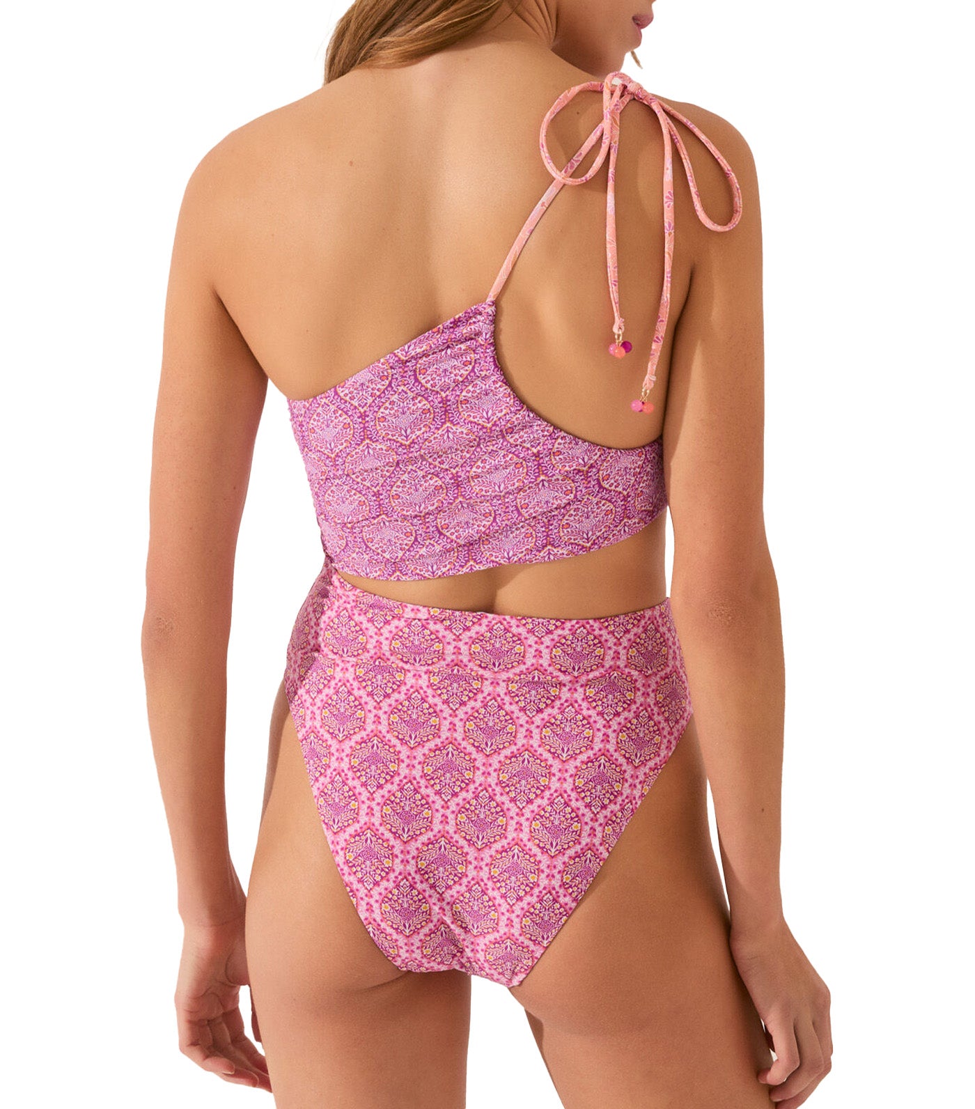 Tribal Print Asymmetric Trikini Pink