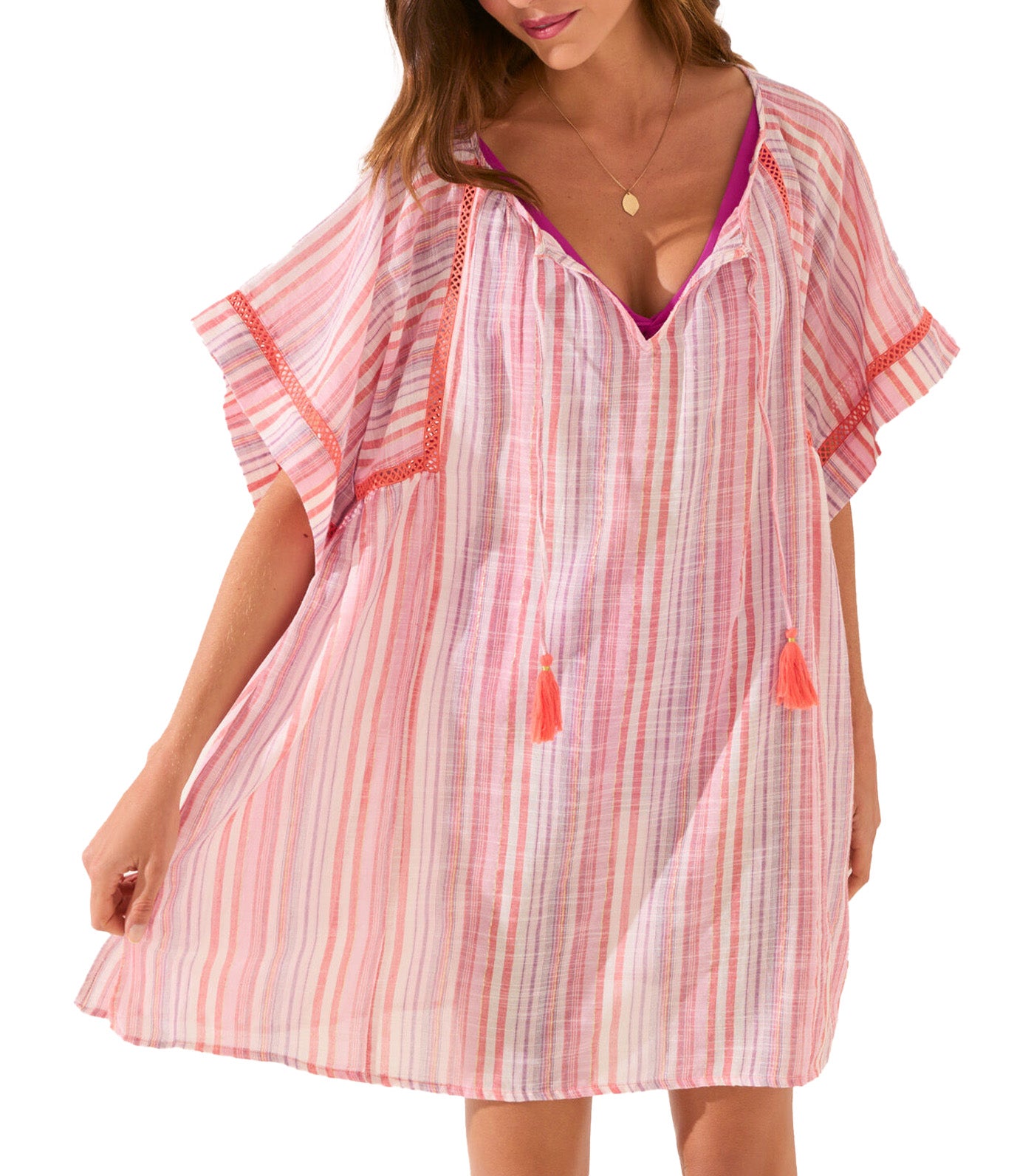 Short Tunic Striped Dress Print Multi