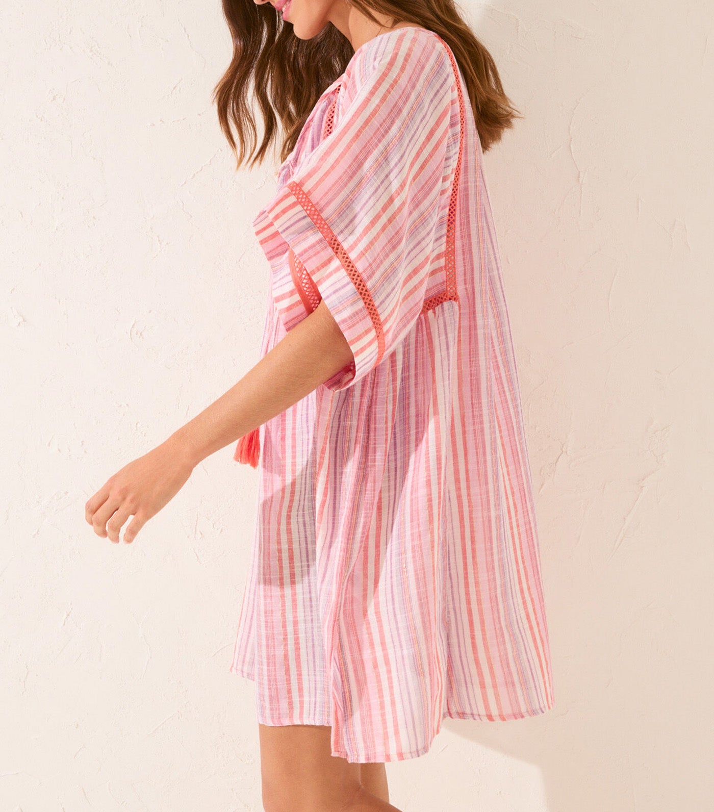 Short Tunic Striped Dress Print Multi