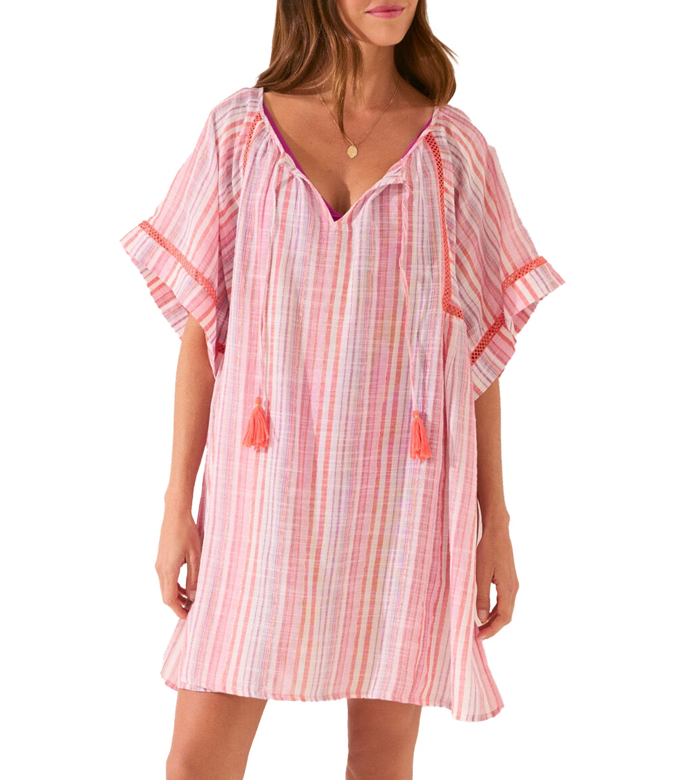 Short Tunic Striped Dress Print Multi