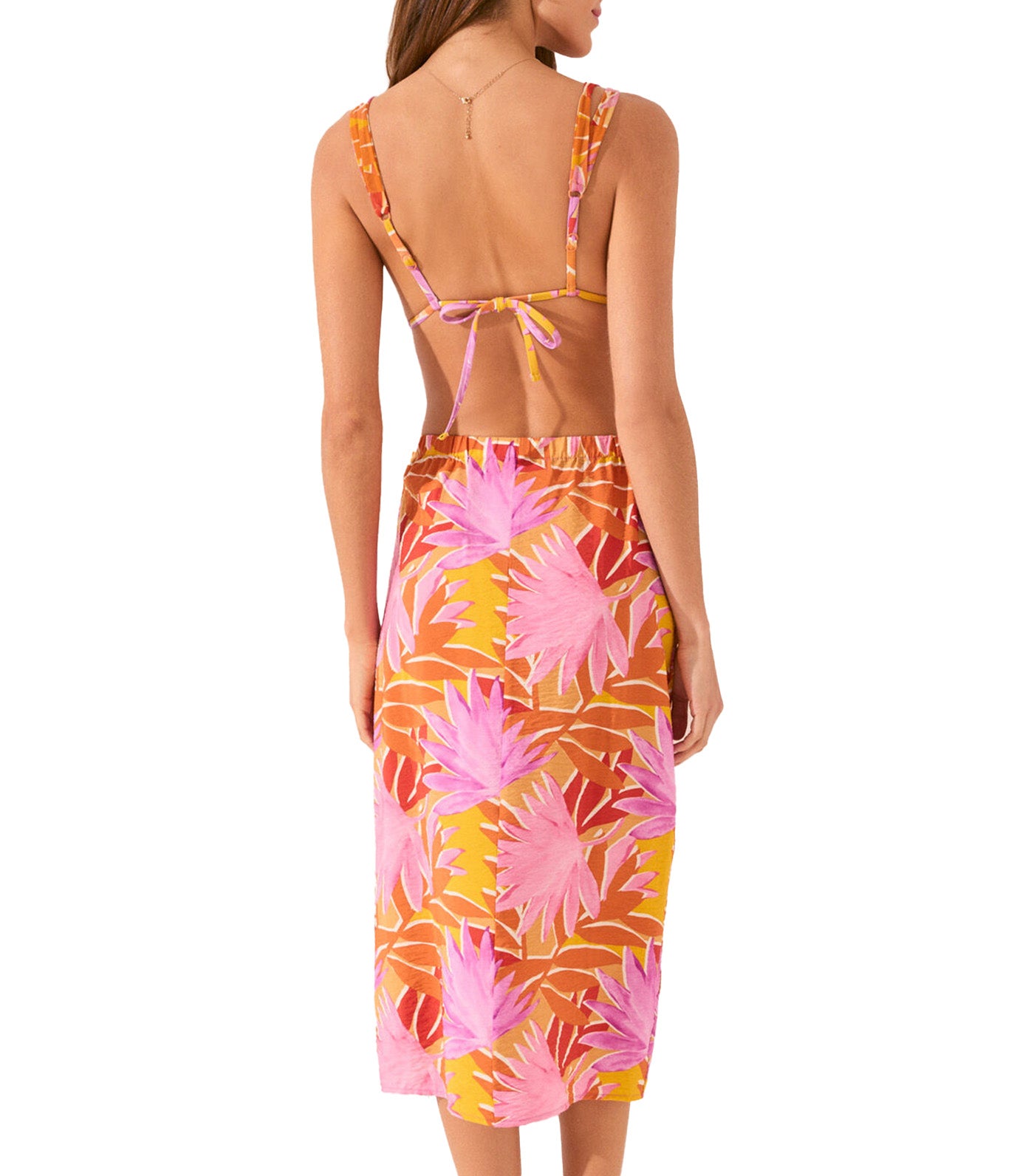 Midi Sarong with Tropical Texture Multi