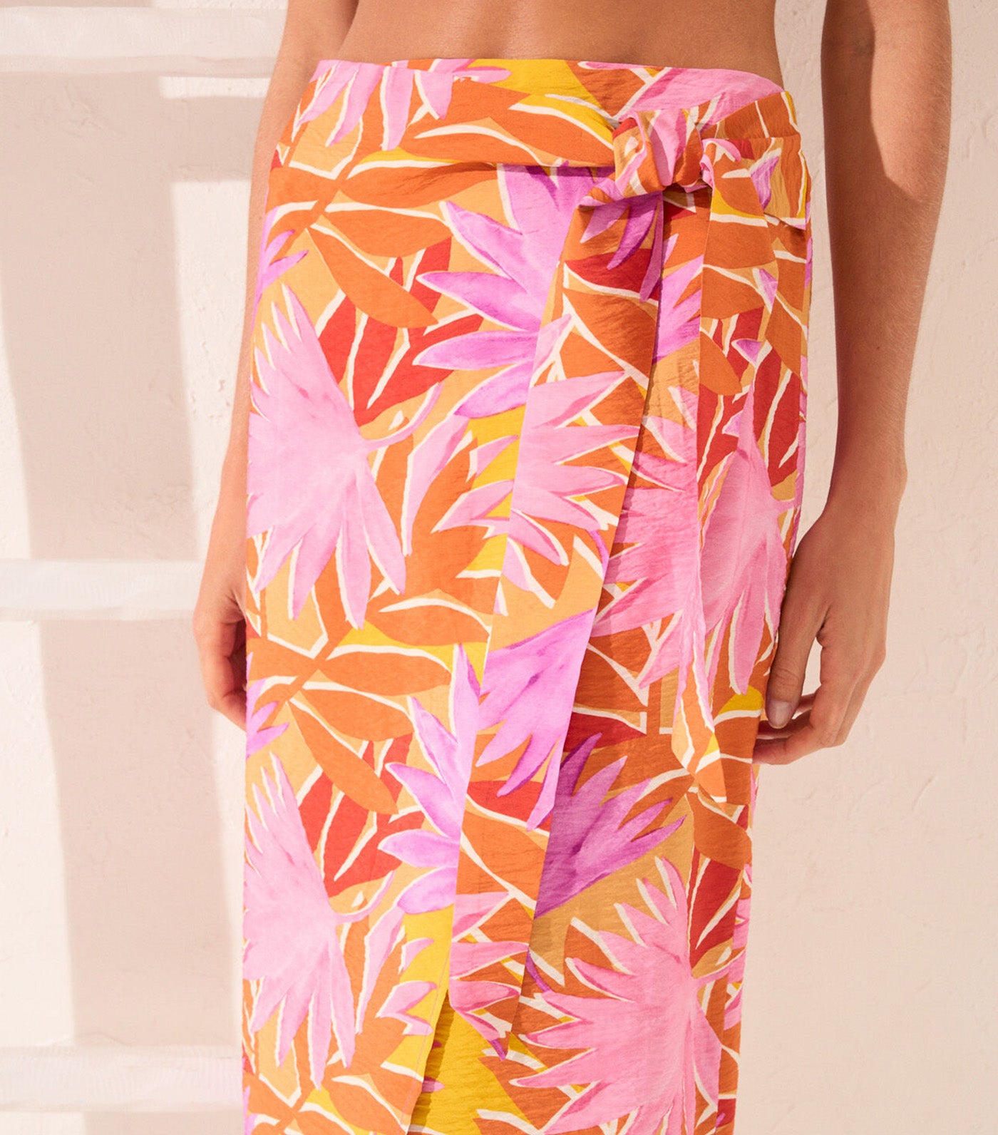 Midi Sarong with Tropical Texture Multi