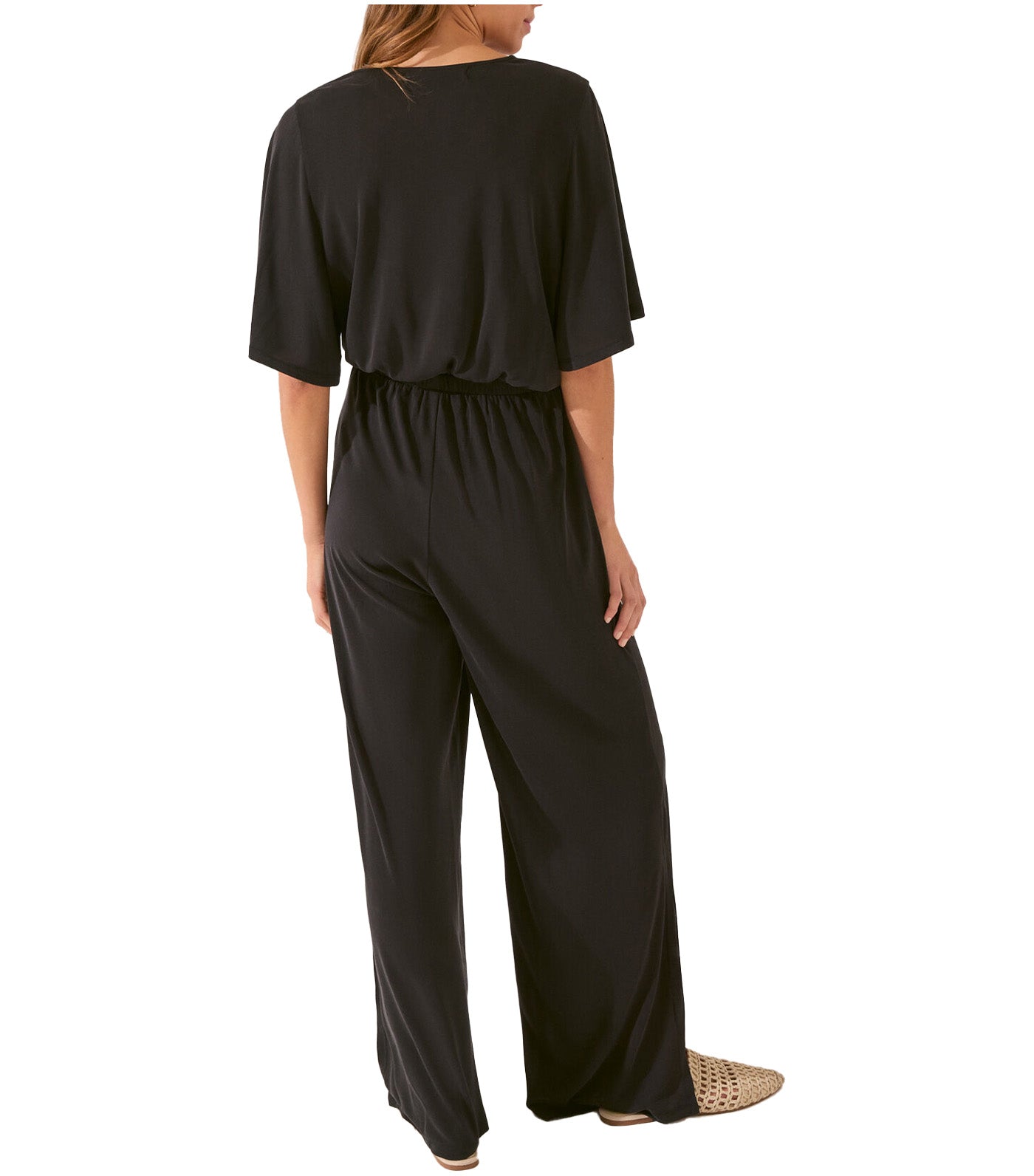 Long Jumpsuit with Bow Black