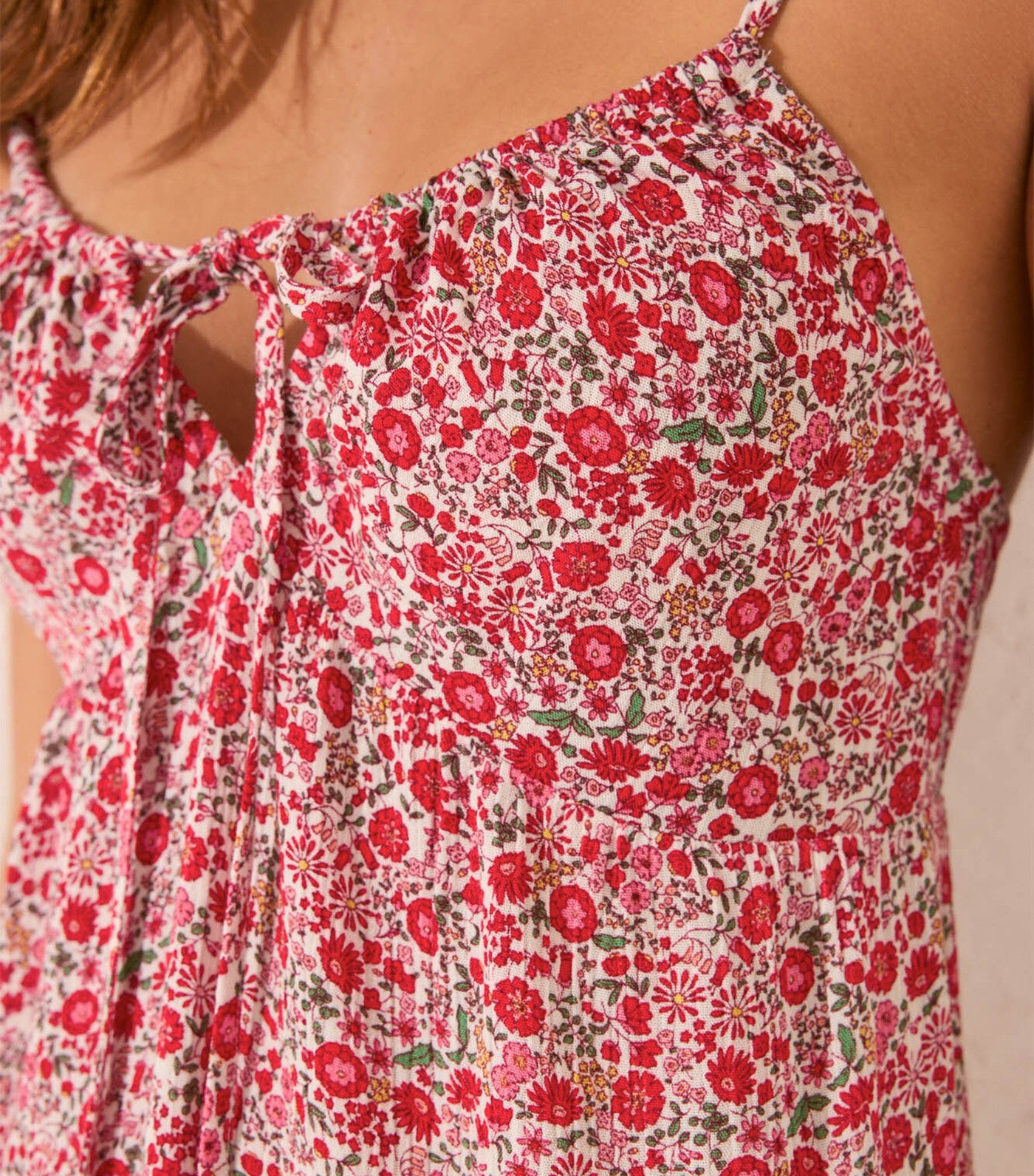 Floral Mini Short Dress Cream