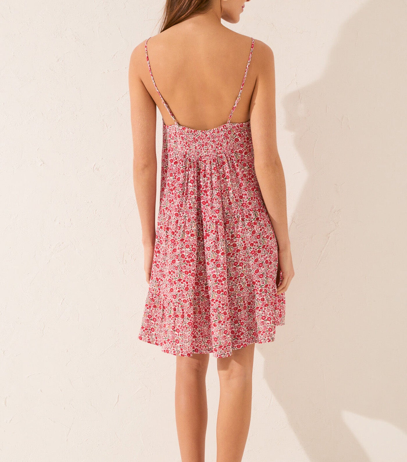 Floral Mini Short Dress Cream