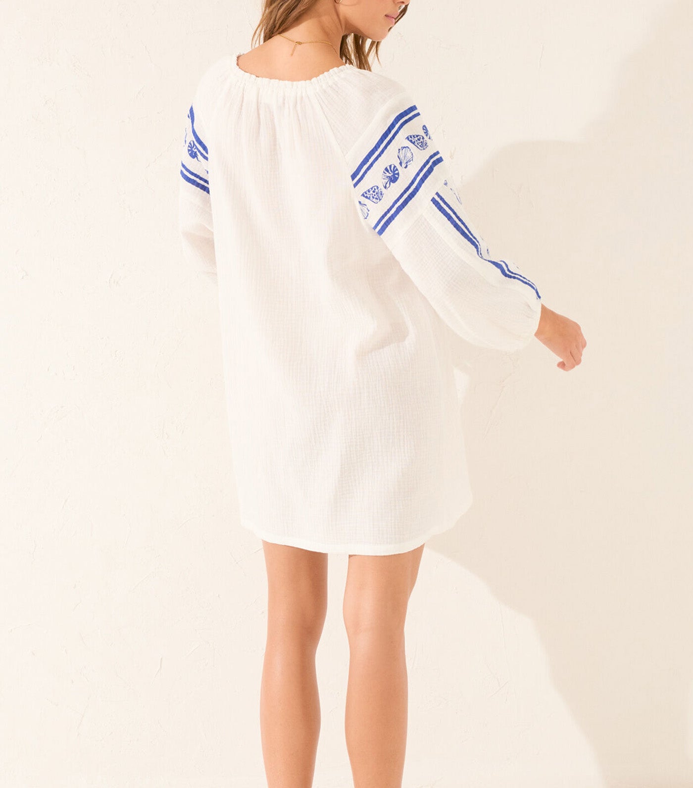 Short Muslin Tunic with Shell Print
