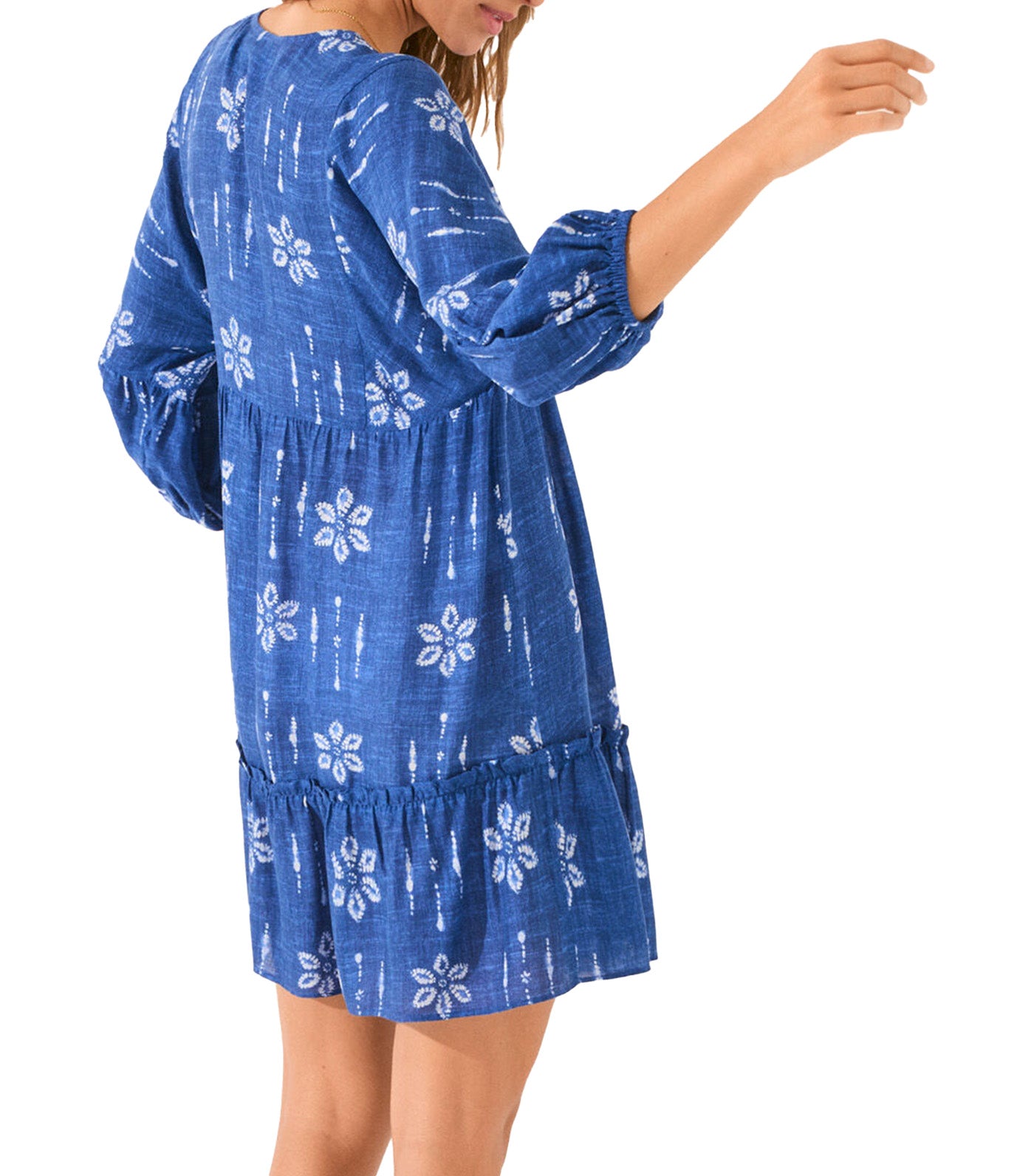 Short Tunic Dress with Floral Print Blue