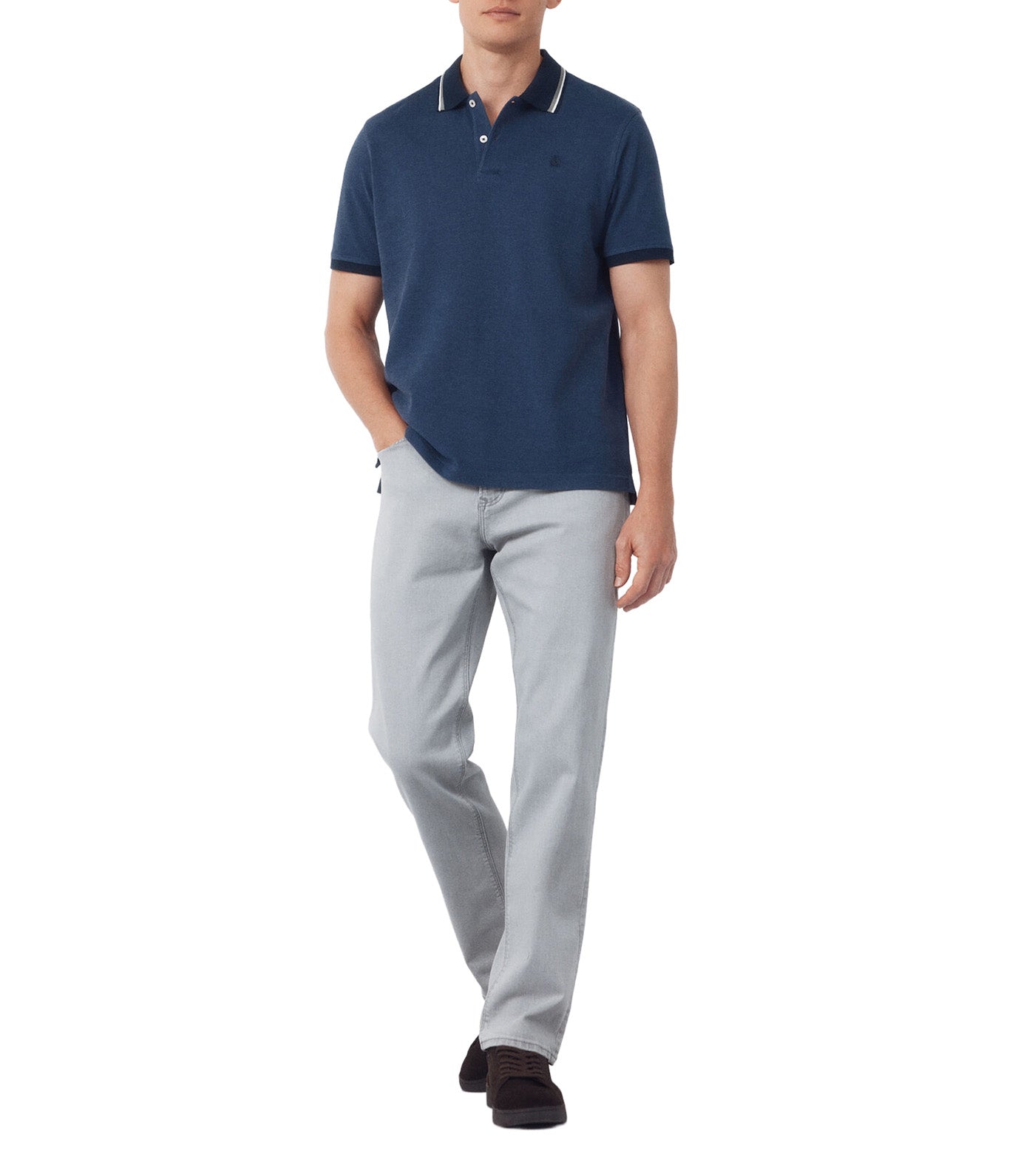 Short-Sleeved Oxford Polo Shirt Navy