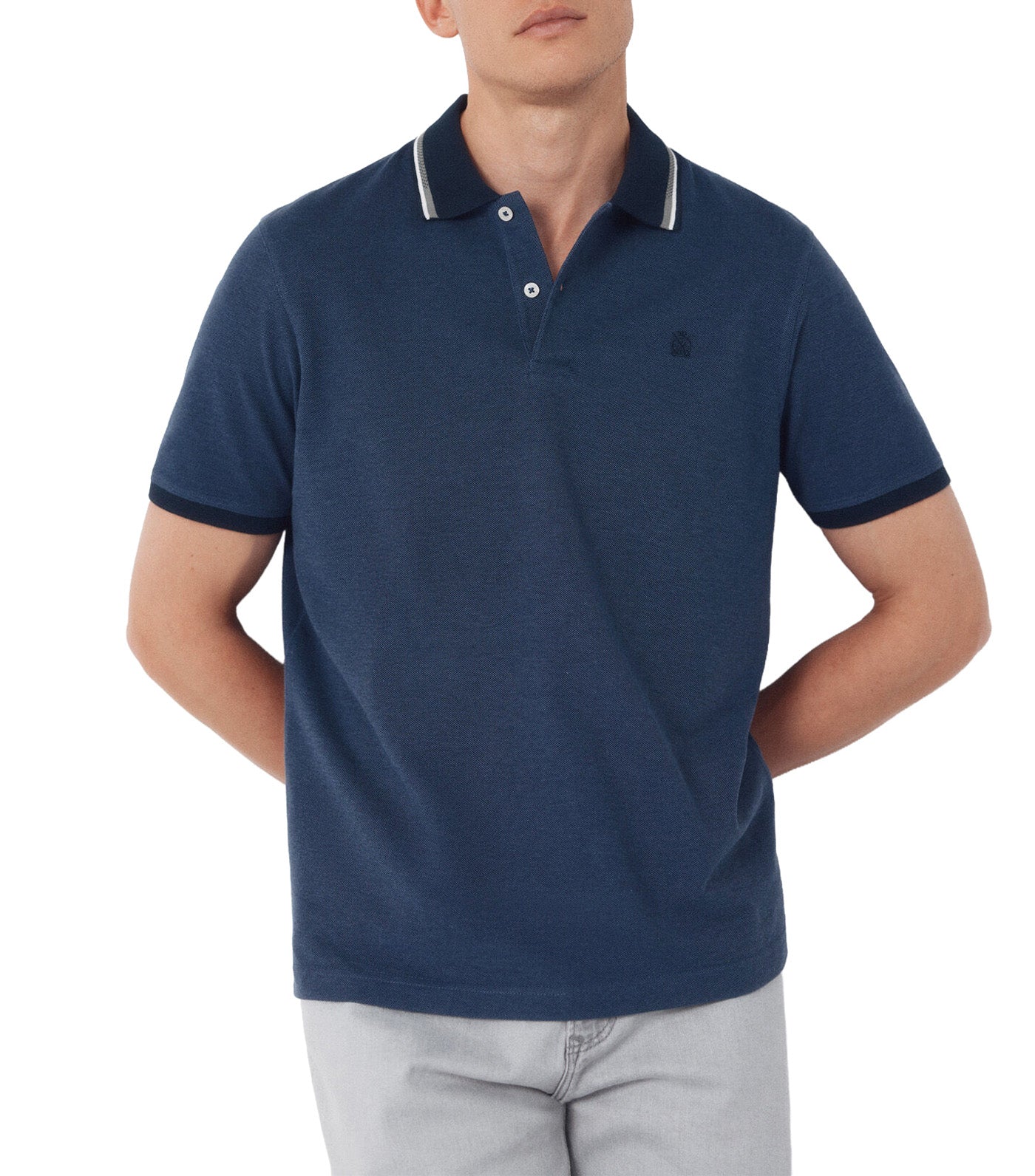 Short-Sleeved Oxford Polo Shirt Navy