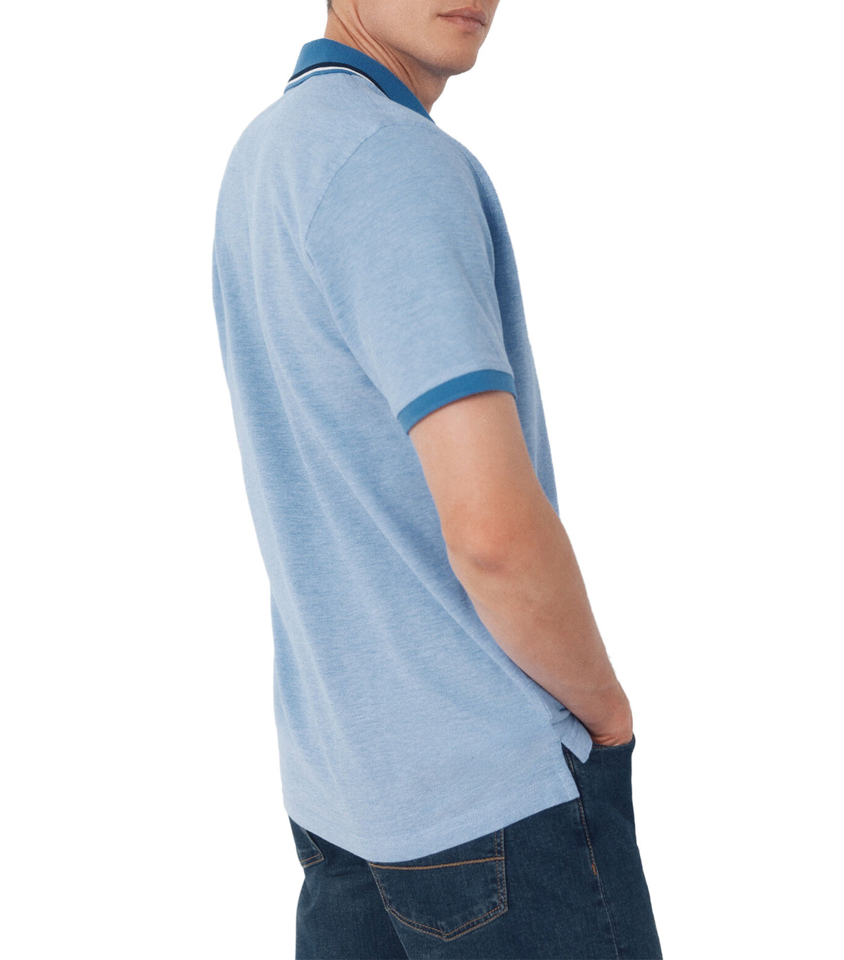 Short-Sleeved Oxford Polo Shirt Light Blue