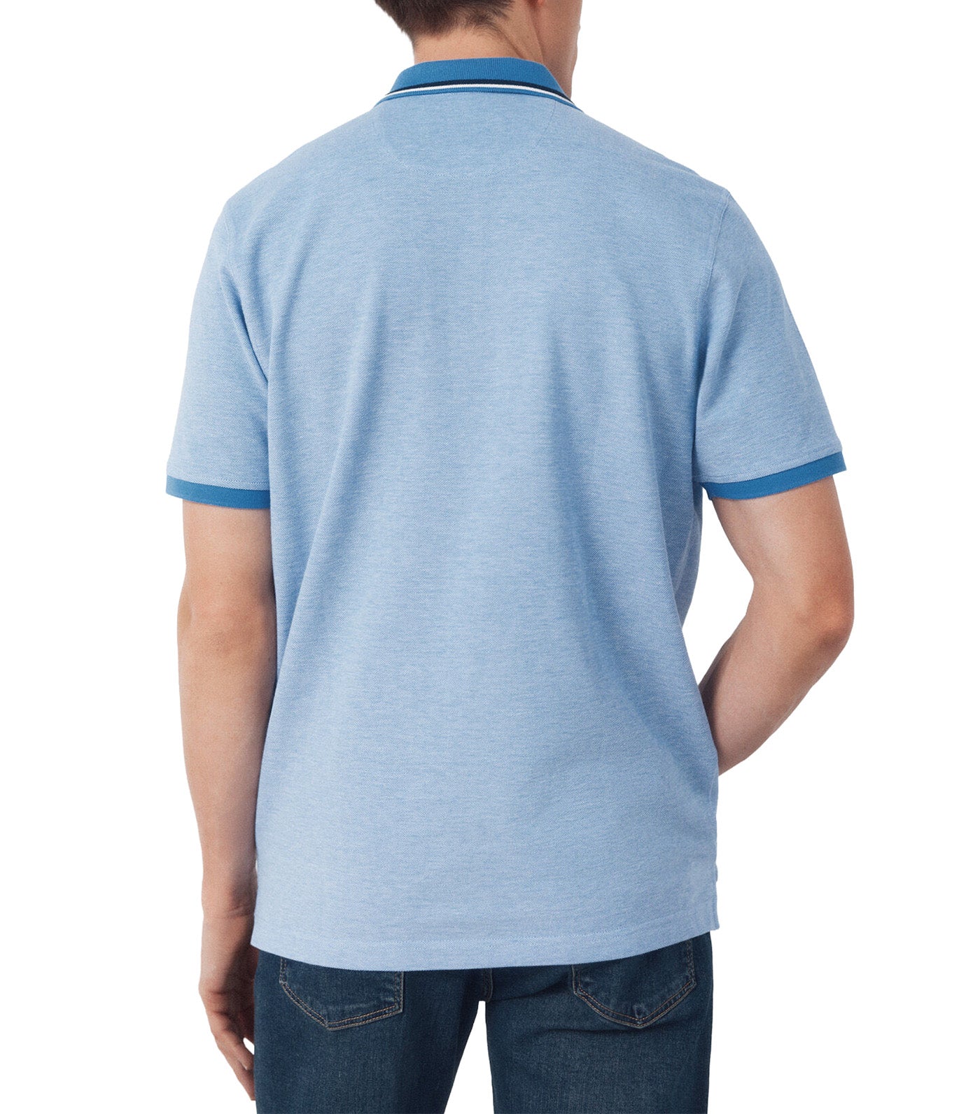 Short-Sleeved Oxford Polo Shirt Light Blue