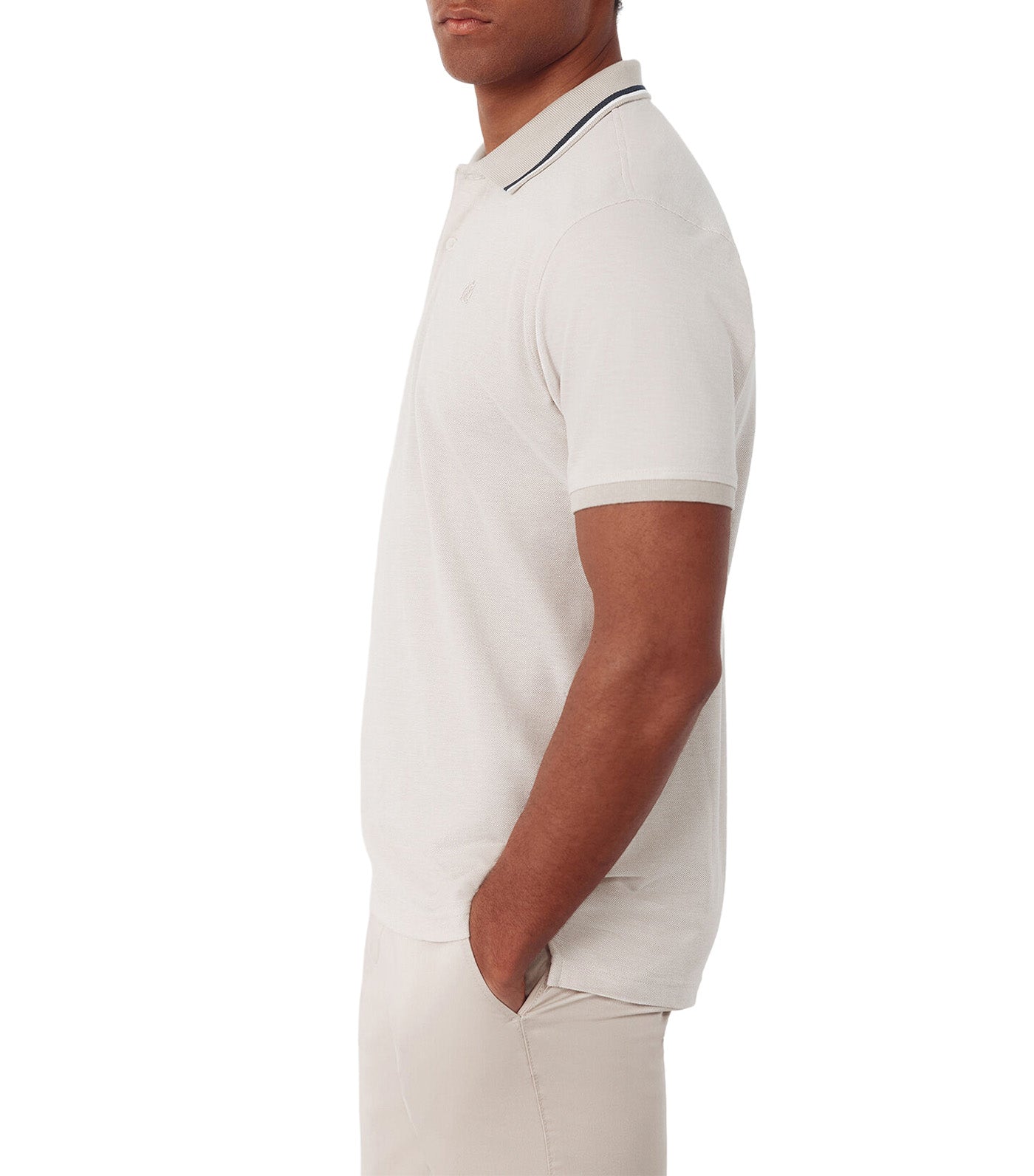 Short-Sleeved Oxford Polo Shirt Beige