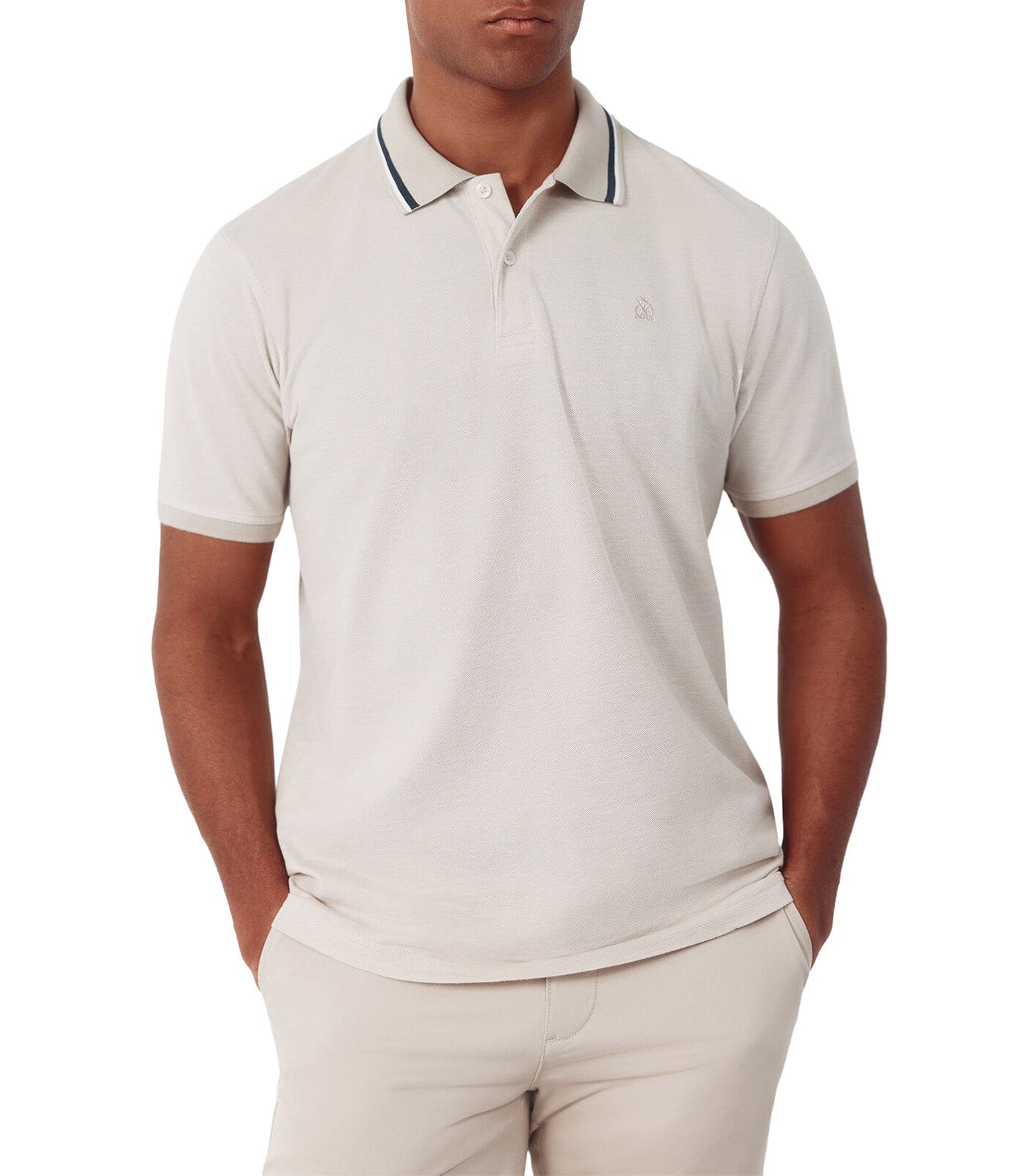 Short-Sleeved Oxford Polo Shirt Beige