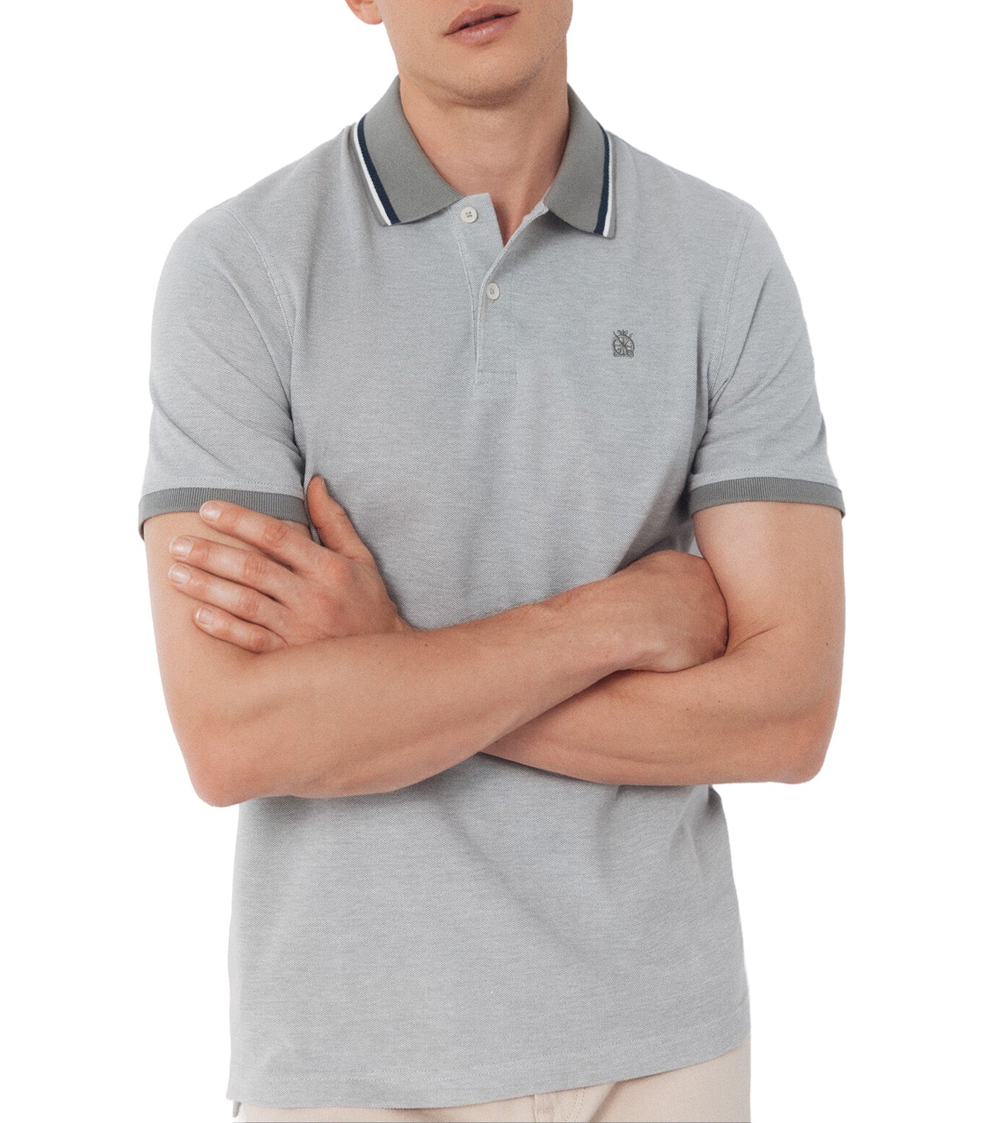 Short-Sleeved Oxford Polo Shirt Light Khaki