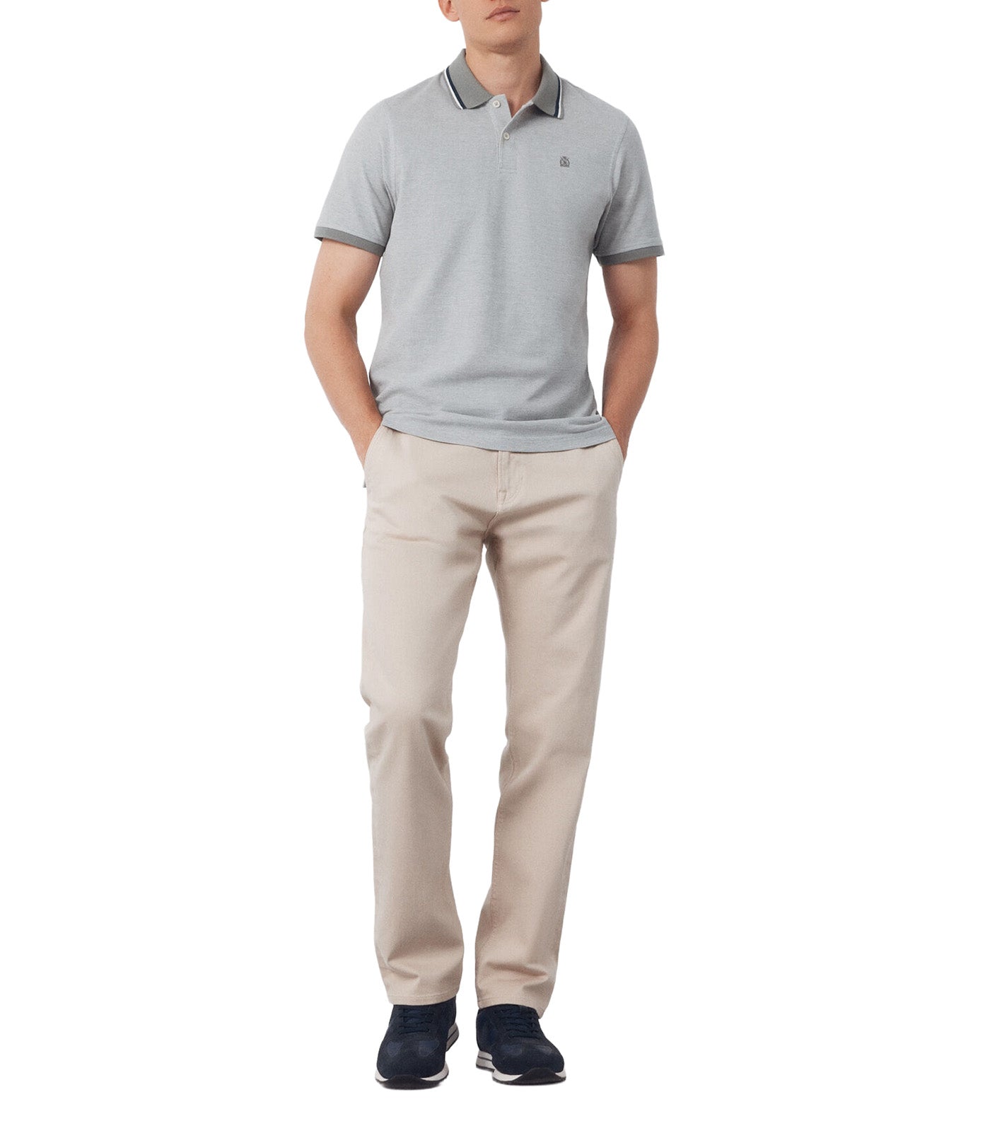 Short-Sleeved Oxford Polo Shirt Light Khaki