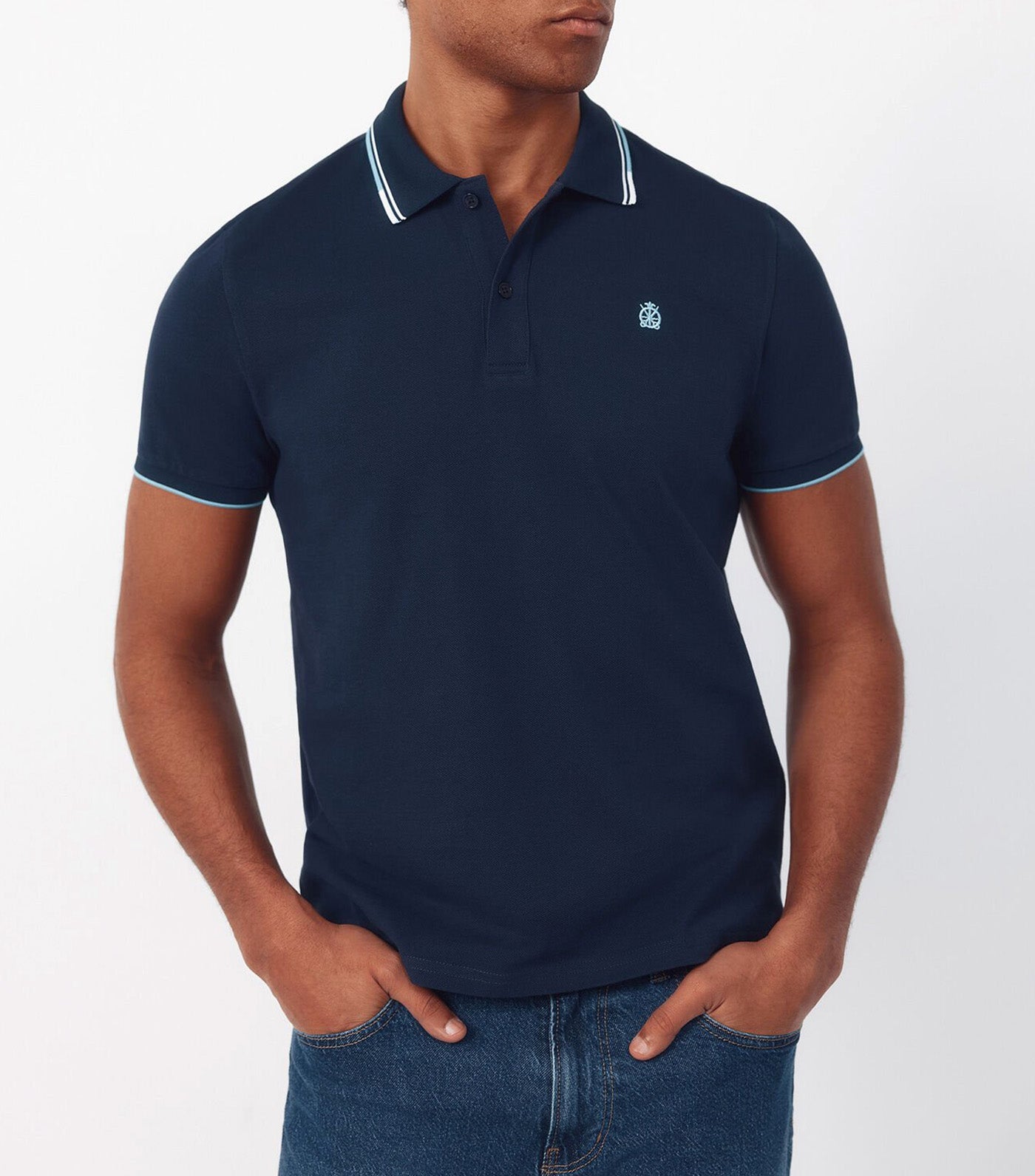 Polo Shirt with Tips Navy