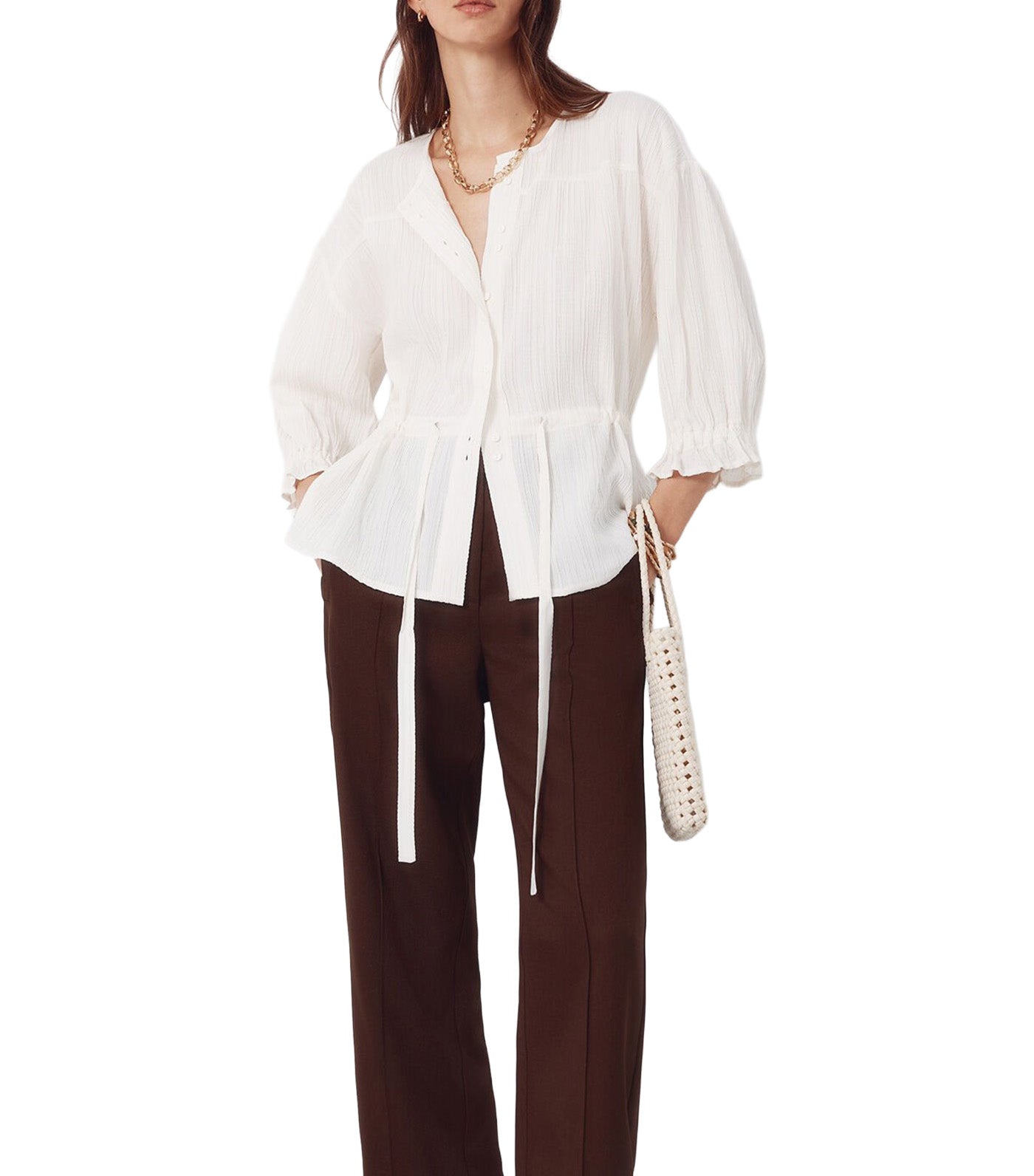 Drawstring Blouse Ivory