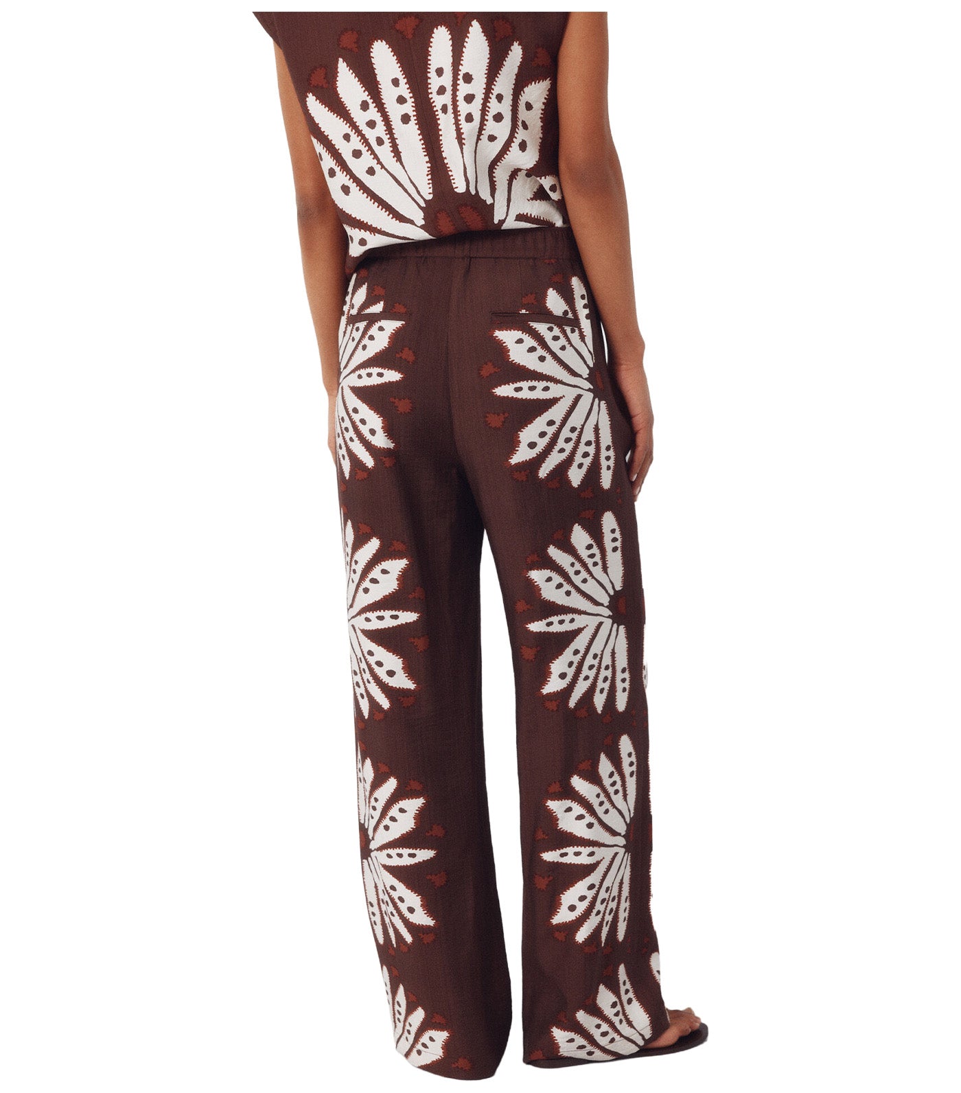 Print Trousers Positioned Brown Print
