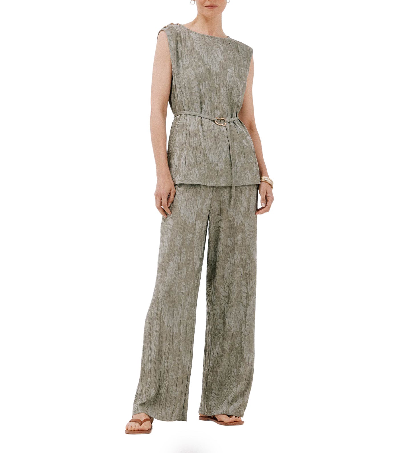 Cortefiel Jacquard Knit Trousers Dark Khaki