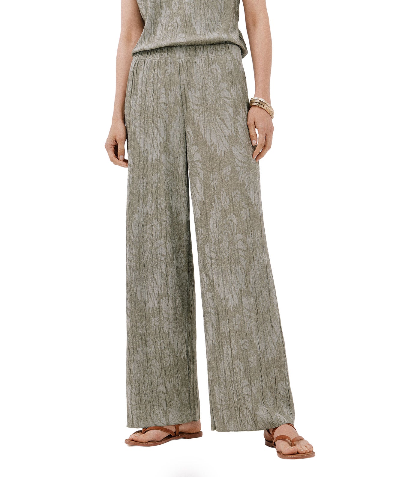 Cortefiel Jacquard Knit Trousers Dark Khaki