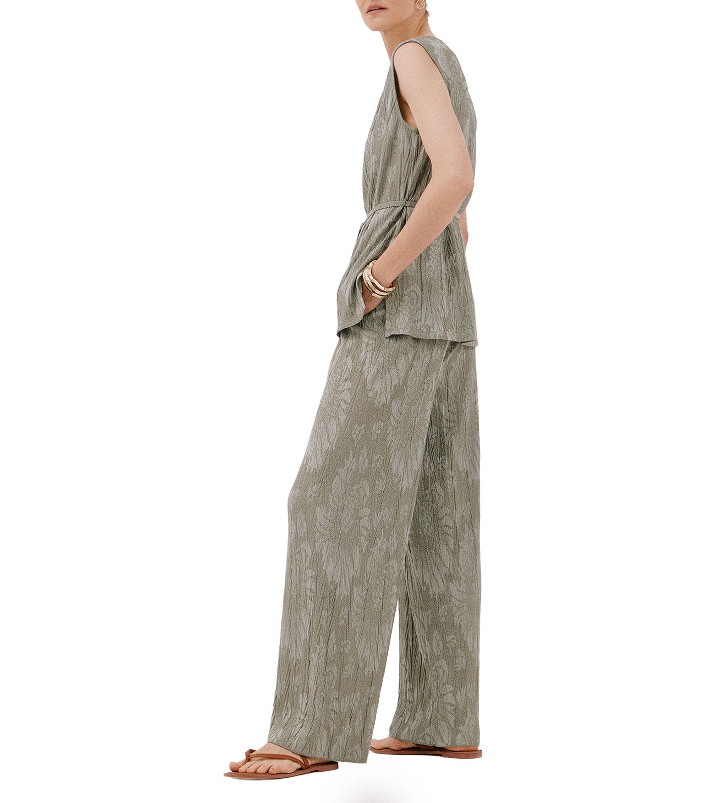 Cortefiel Jacquard Knit Trousers Dark Khaki