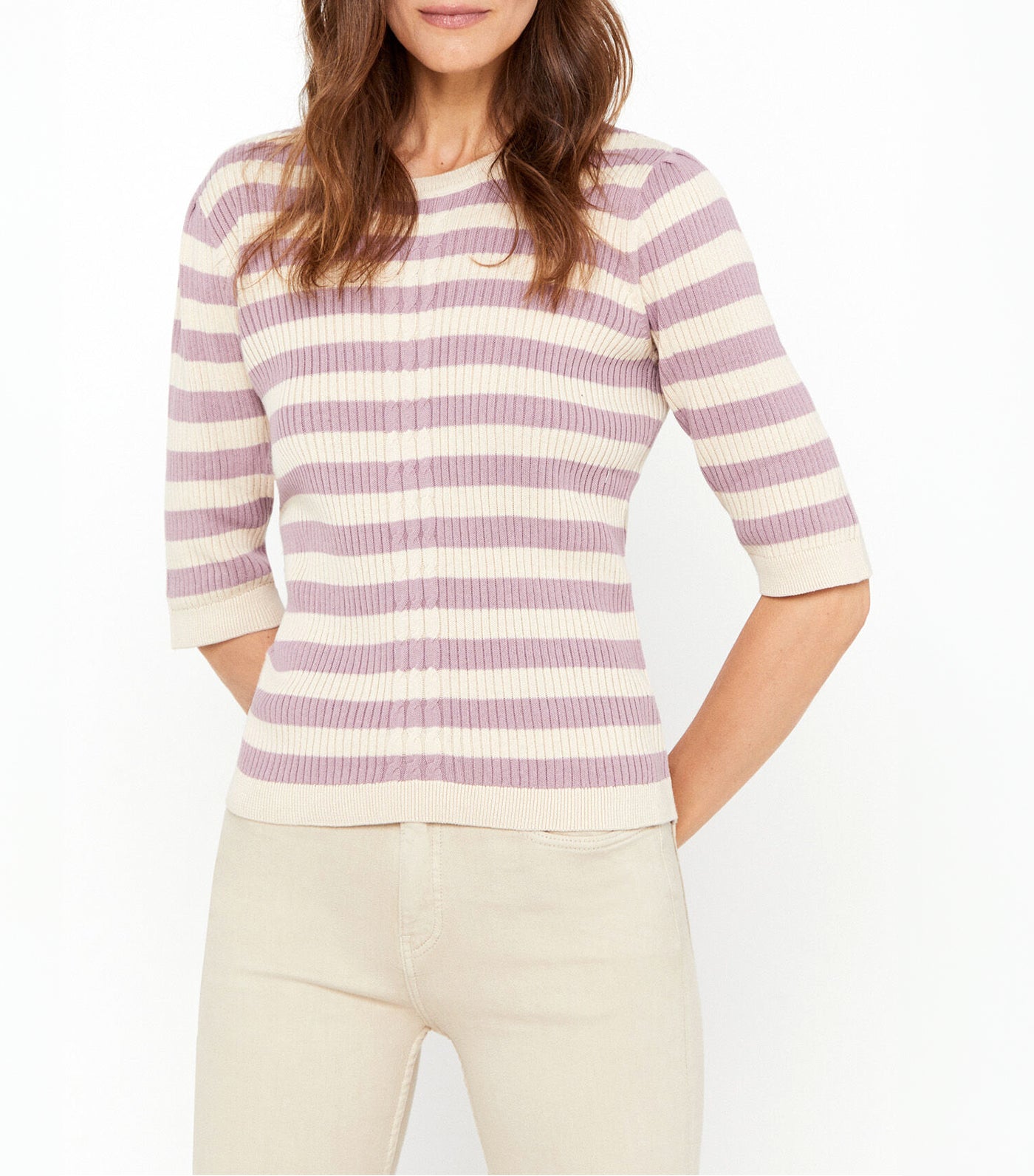 Ribbed Knit Jumper Purple