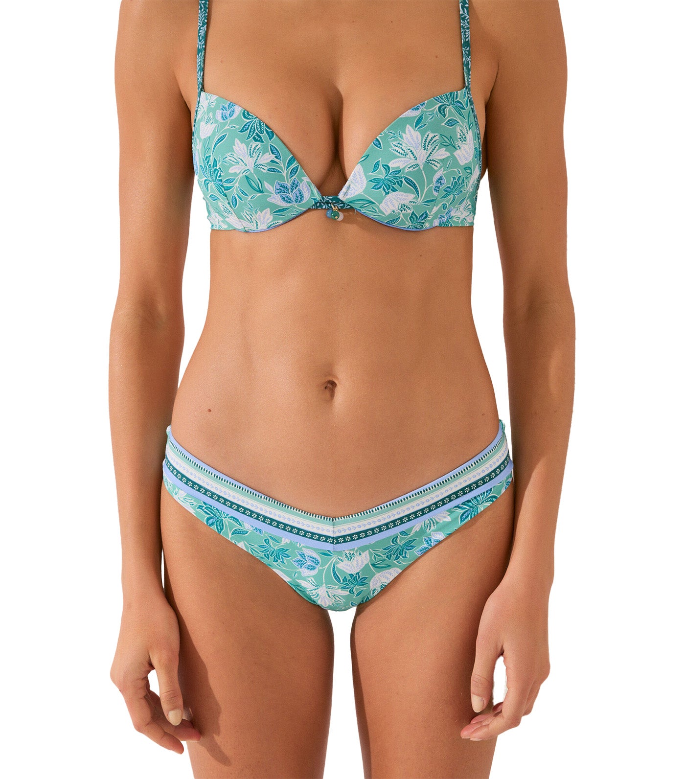 Classic Bikini Panty with Floral Print Blue
