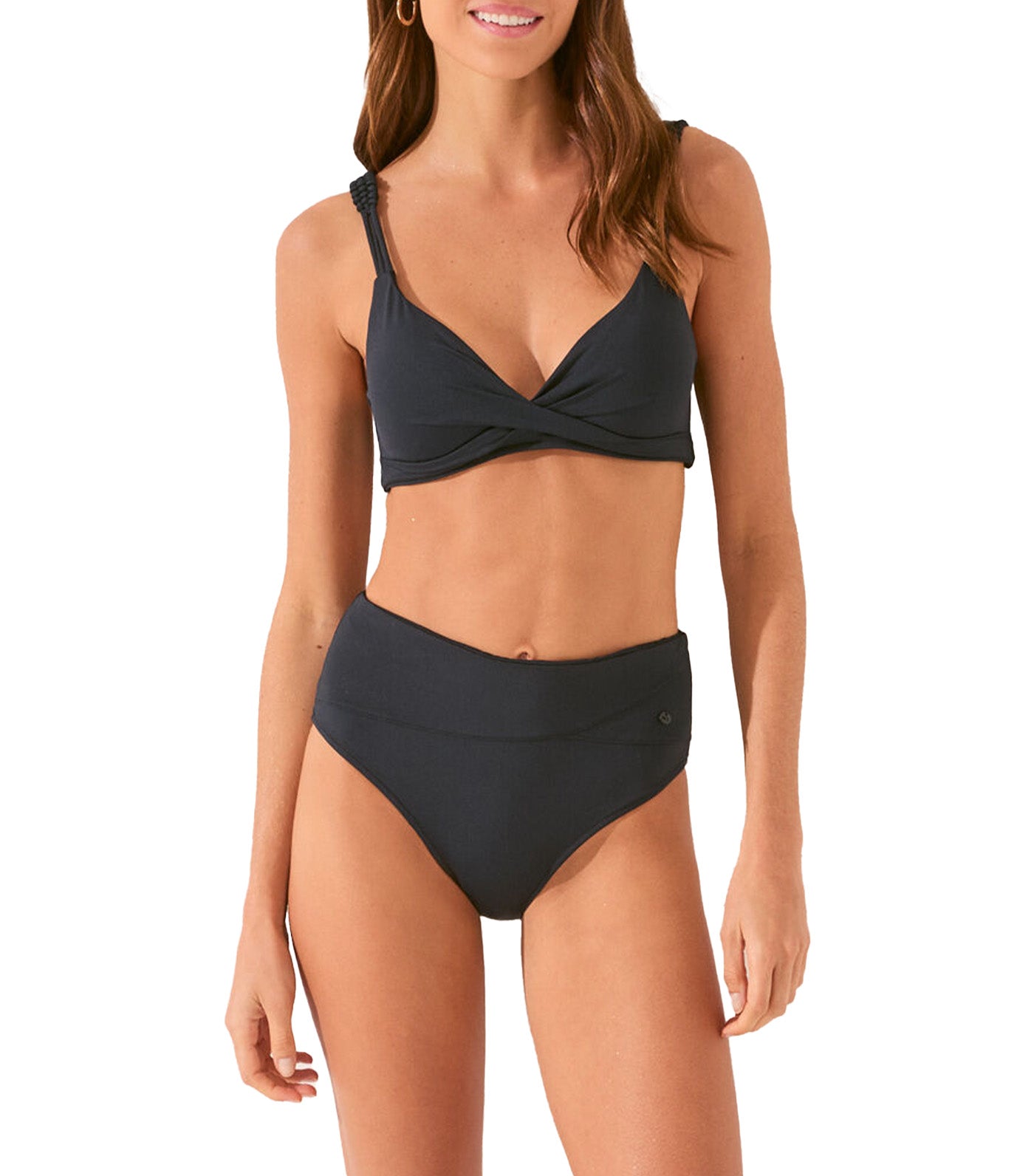 High-Waisted Swimming Trunks Black