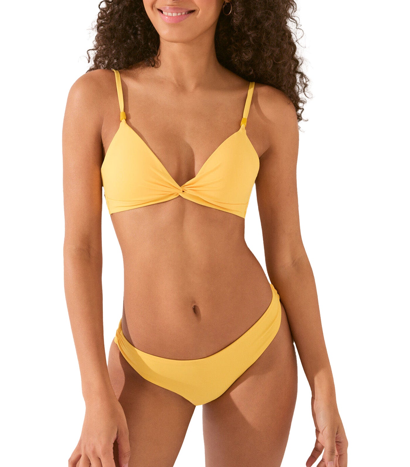 Push-Up Effect Triangle Bikini Top Yellow