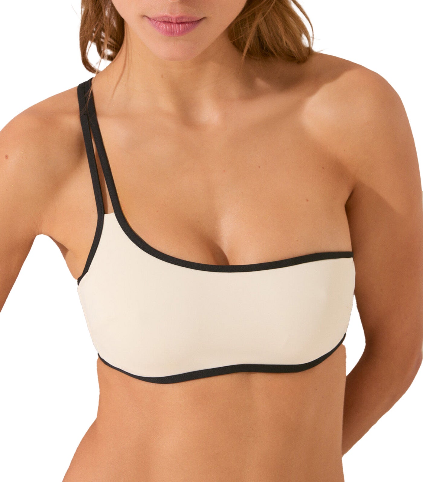 Asymmetrical Bikini Top Ivory White