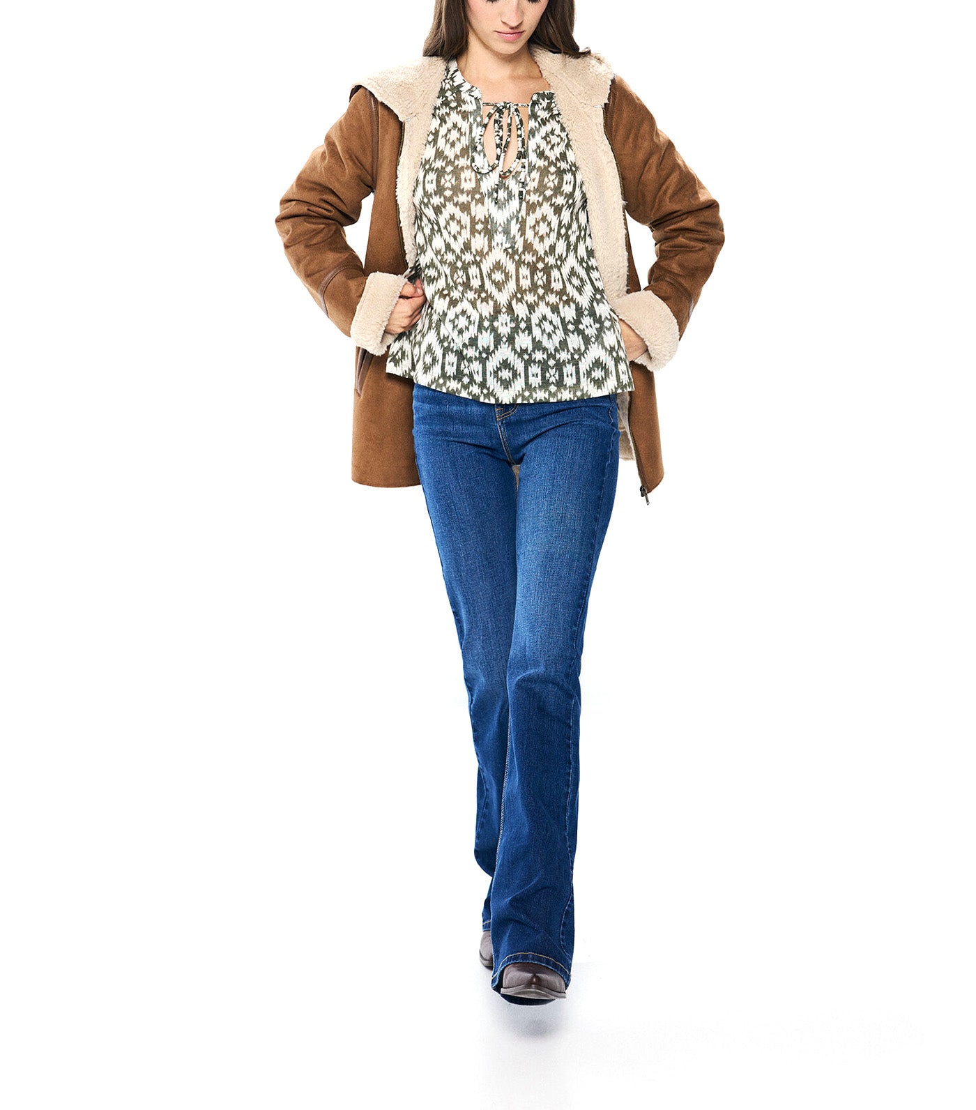 Ethnic Print Blouse
Khaki