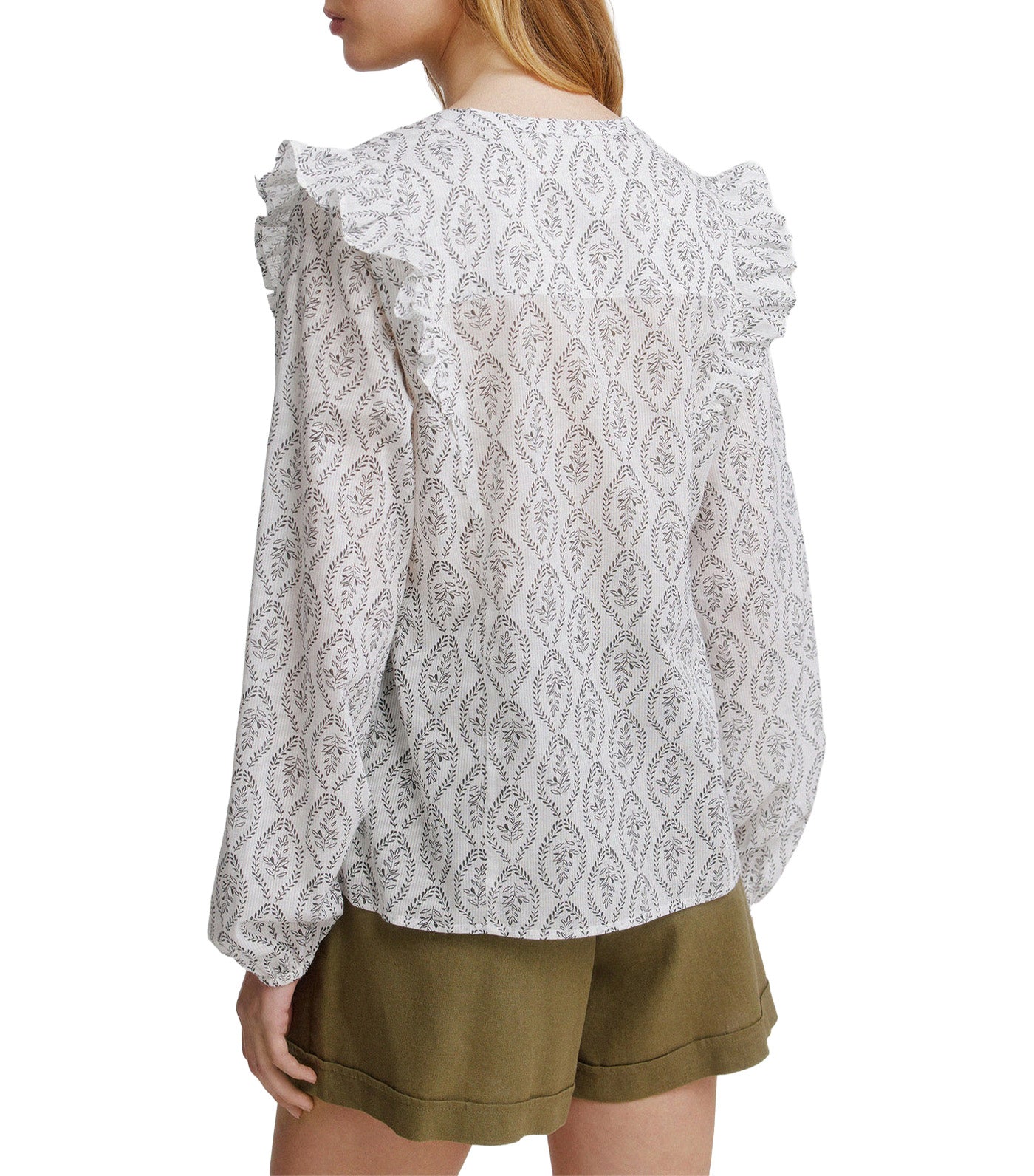Puffed and Ruffled Blouse Multicolor