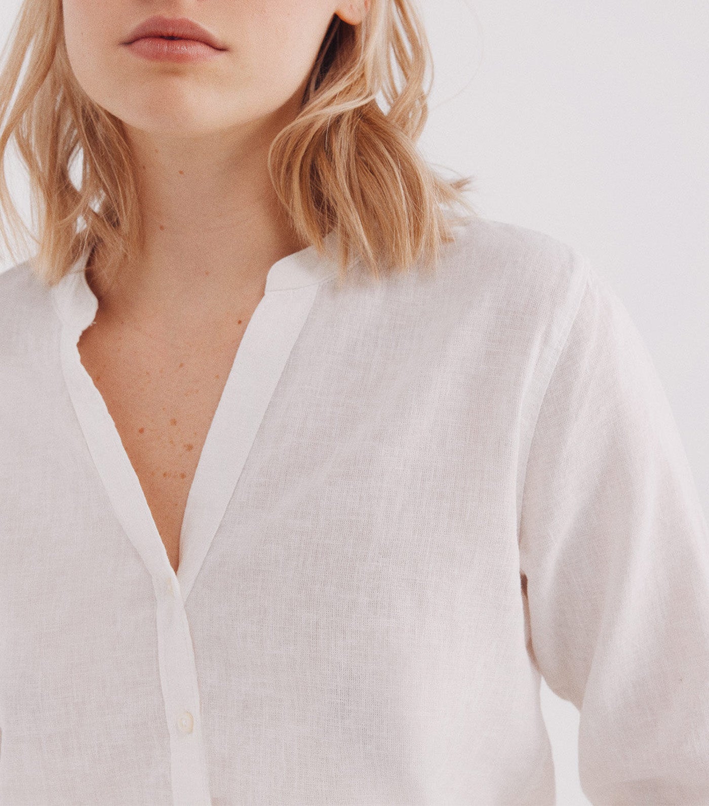 Mandarin Collar Linen Shirt