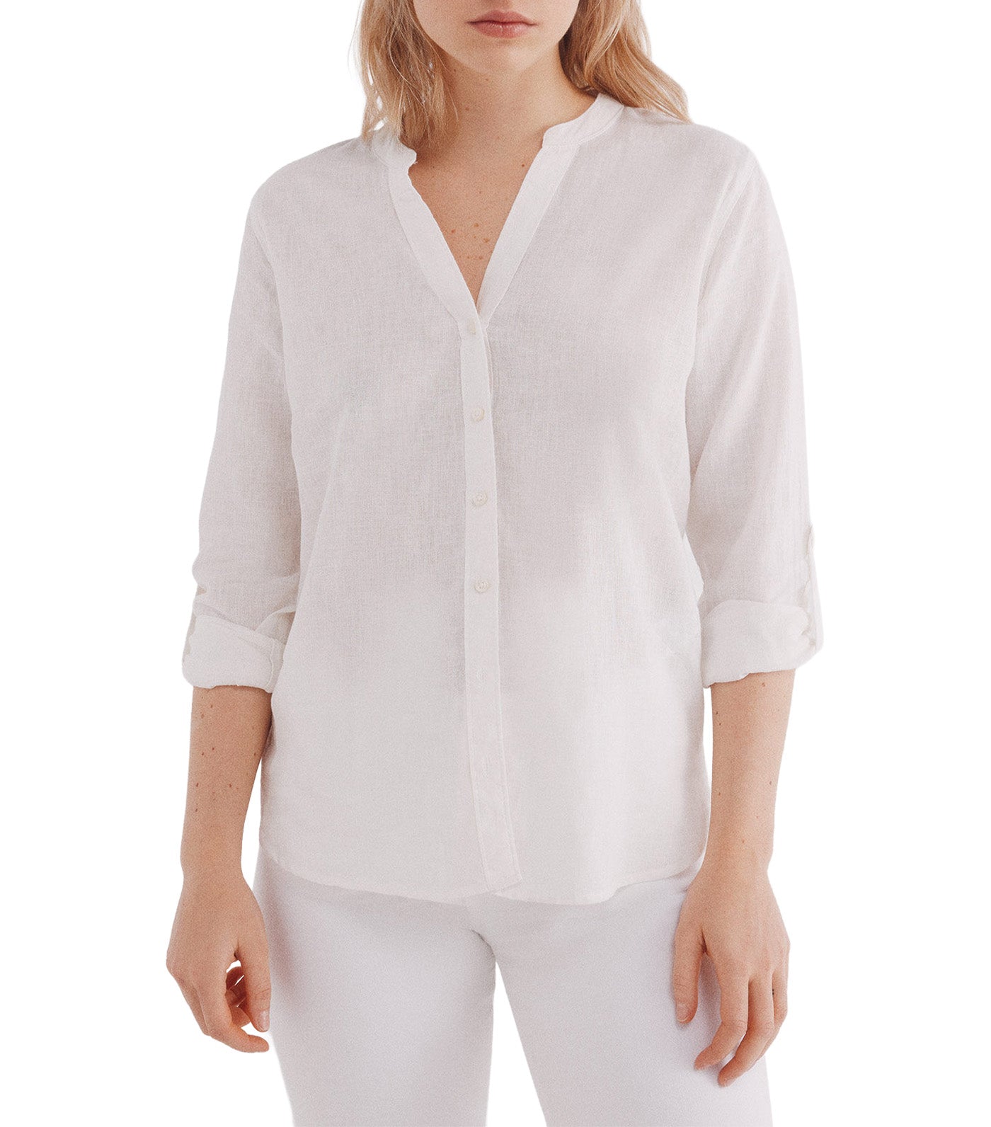 Mandarin Collar Linen Shirt